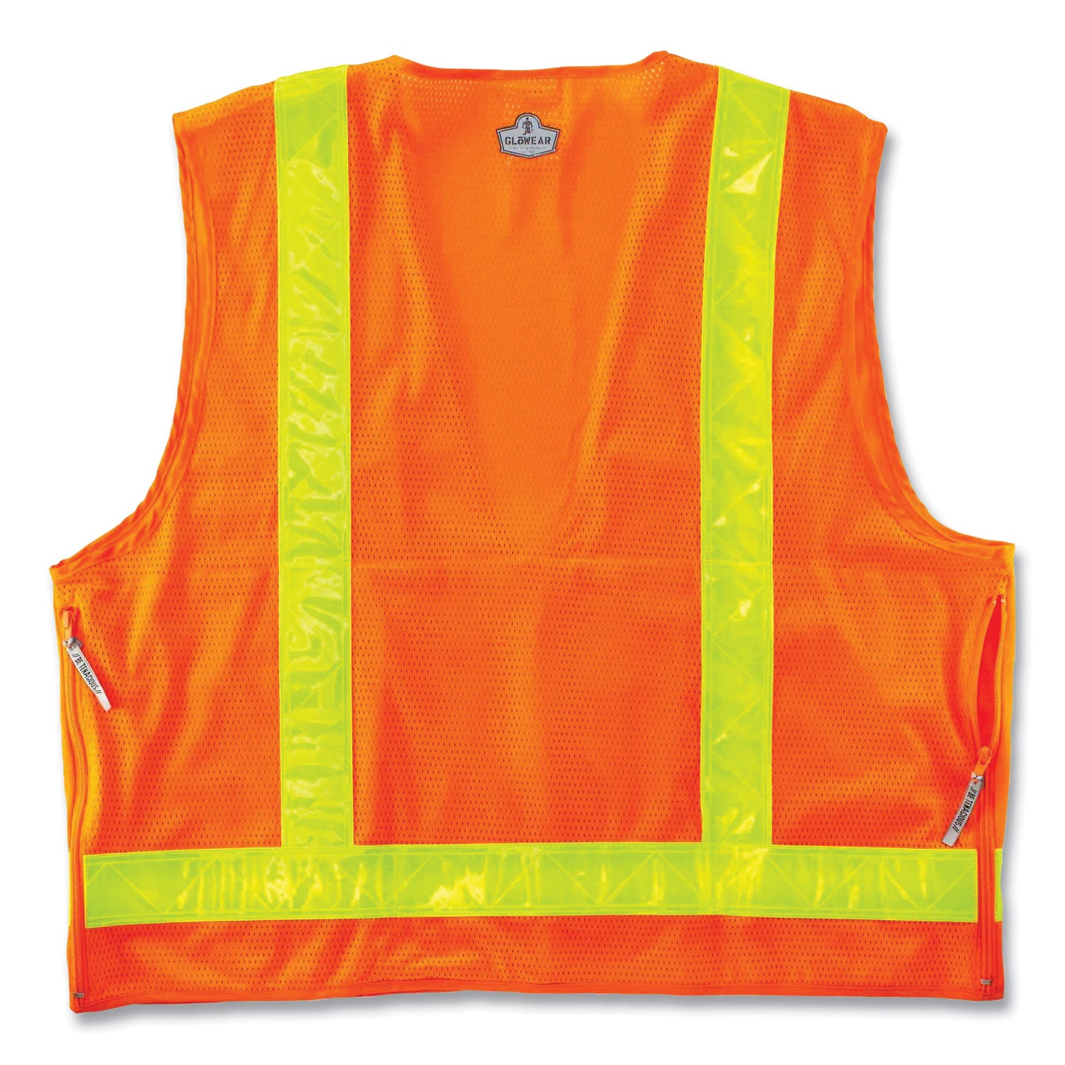 Ergodyne 8250ZHG Type R Class 2 Hi-Gloss Surveyors Vest, 4XL/5XL, Zipper Closure, Poly Mesh, Orange, Pocket, Mic Tab, Reflective, 1 Each