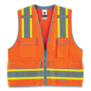 Ergodyne 8254HDZ Type R Class 2 Heavy-Duty Surveyors Vest, Small/Medium, Zipper Closure, Polyester Mesh, Orange, Pocket, Mic Tab, Reflective, Rugged, 1 Each