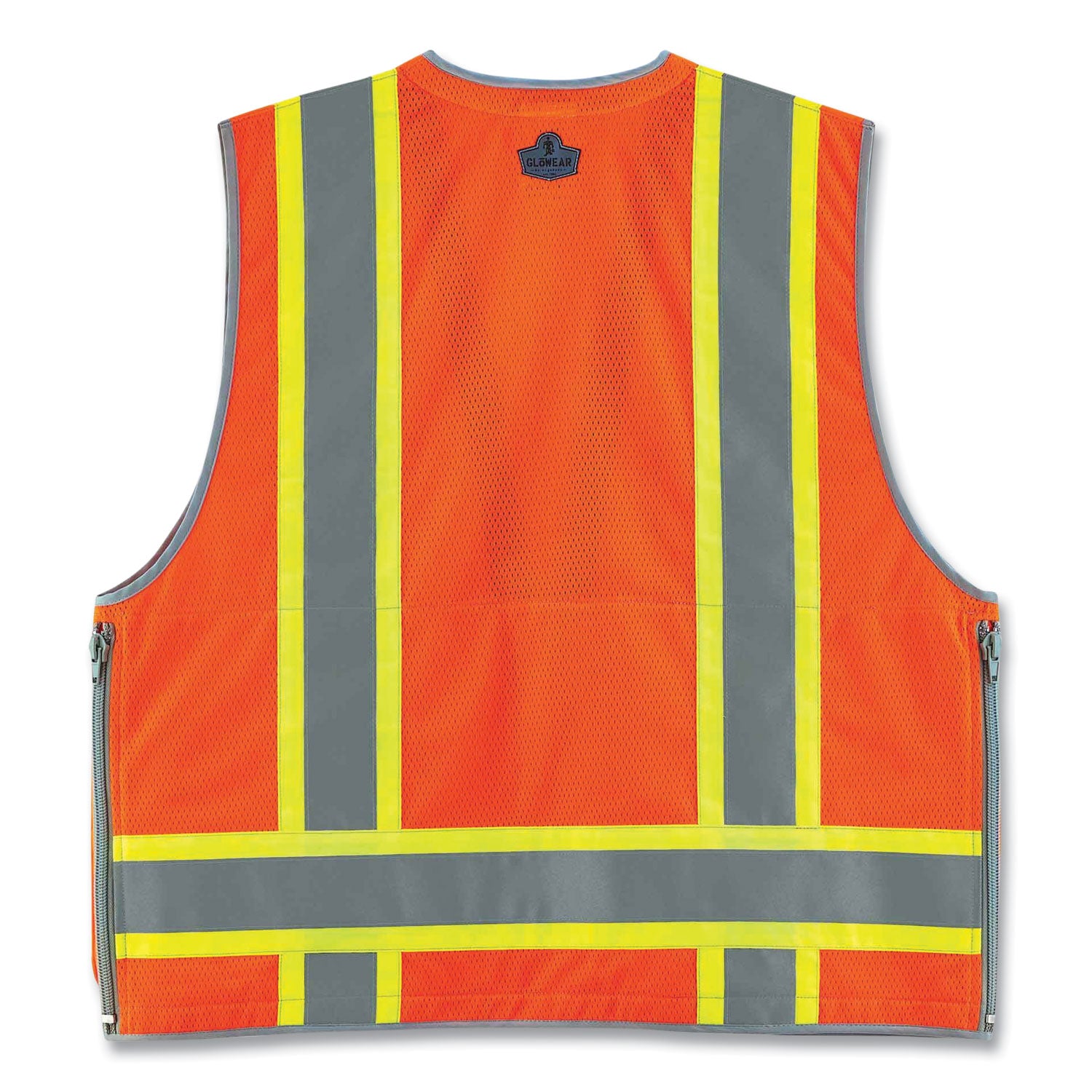 Ergodyne 8254HDZ Type R Class 2 Heavy-Duty Surveyors Vest, Small/Medium, Zipper Closure, Polyester Mesh, Orange, Pocket, Mic Tab, Reflective, Rugged, 1 Each