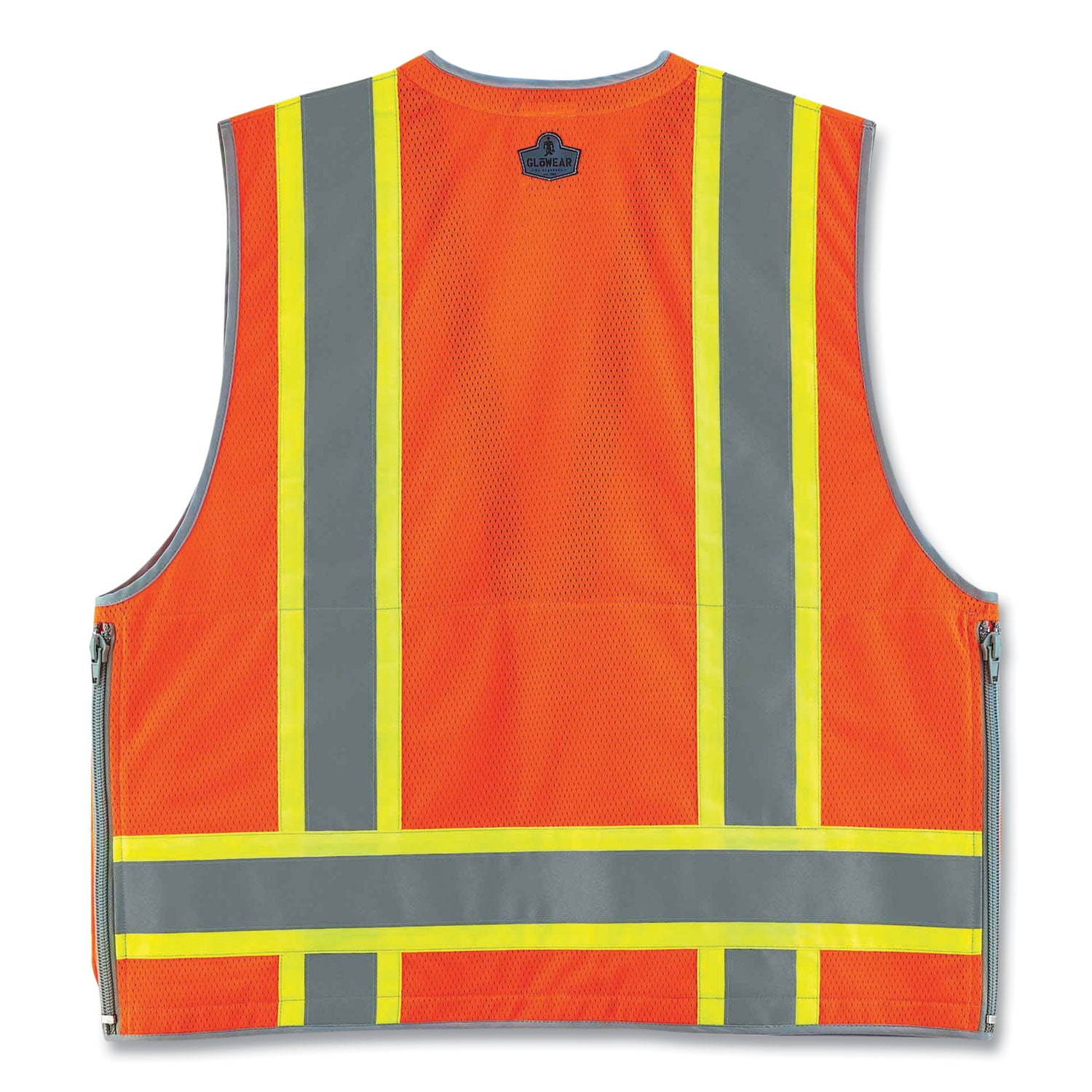 Ergodyne 8254HDZ Type R Class 2 Heavy-Duty Surveyors Vest, Large/Extra Large, Zipper Closure, Polyester Mesh, Orange, Pocket, Mic Tab, Reflective, Heavy Duty, Rugged, 1 Each