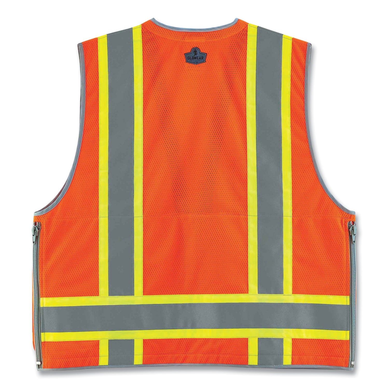 Ergodyne 8254HDZ Type R Class 2 Heavy-Duty Surveyors Vest, 4XL/5XL, Zipper Closure, Polyester Mesh, Orange, Reflective, Heavy Duty, Rugged, 1 Each