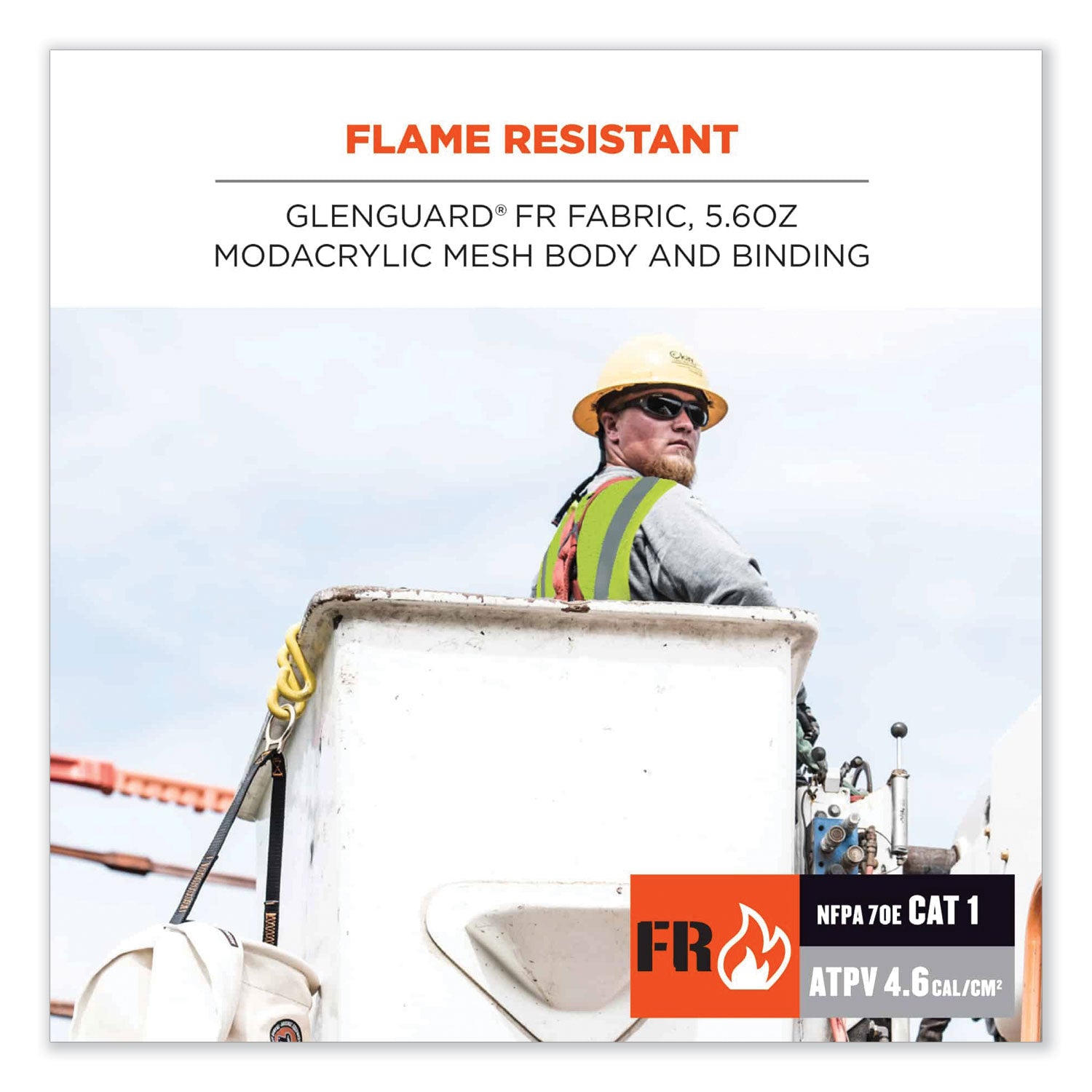 Ergodyne GloWear 8260FRHL Type R Class 2 Flame-Resistant Modacrylic Vest, Small/Medium, Lime, Hook & Loop Closure, High Visibility, Reflective Strip, Interior Pocket, Pen Slot, 1 Each