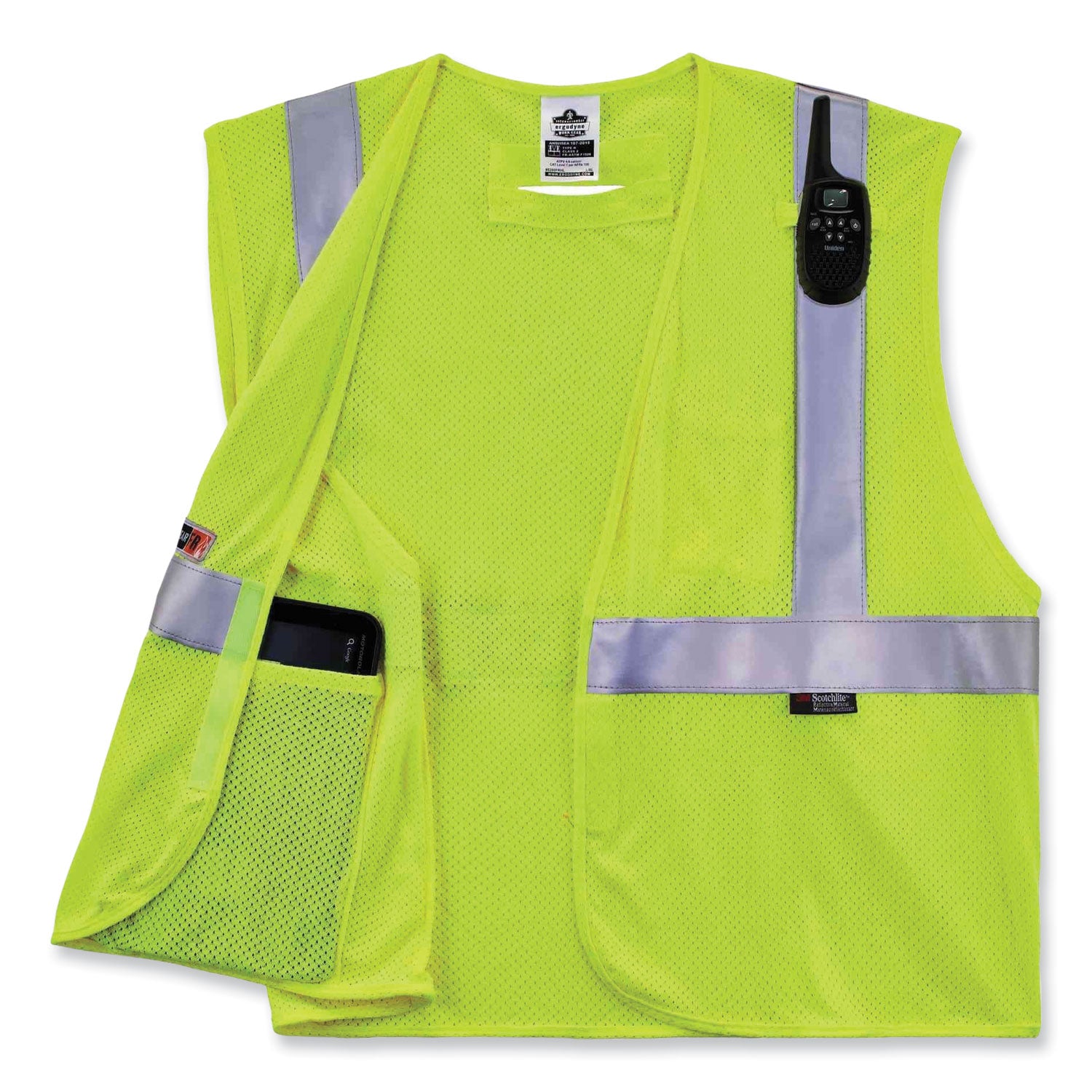 Ergodyne GloWear 8260FRHL Type R Class 2 Flame-Resistant Modacrylic Vest, Large/Extra Large, Lime, Hook & Loop Closure, Reflective Strip, Interior Pocket, Pen Slot, Mic Tab, 1 Each