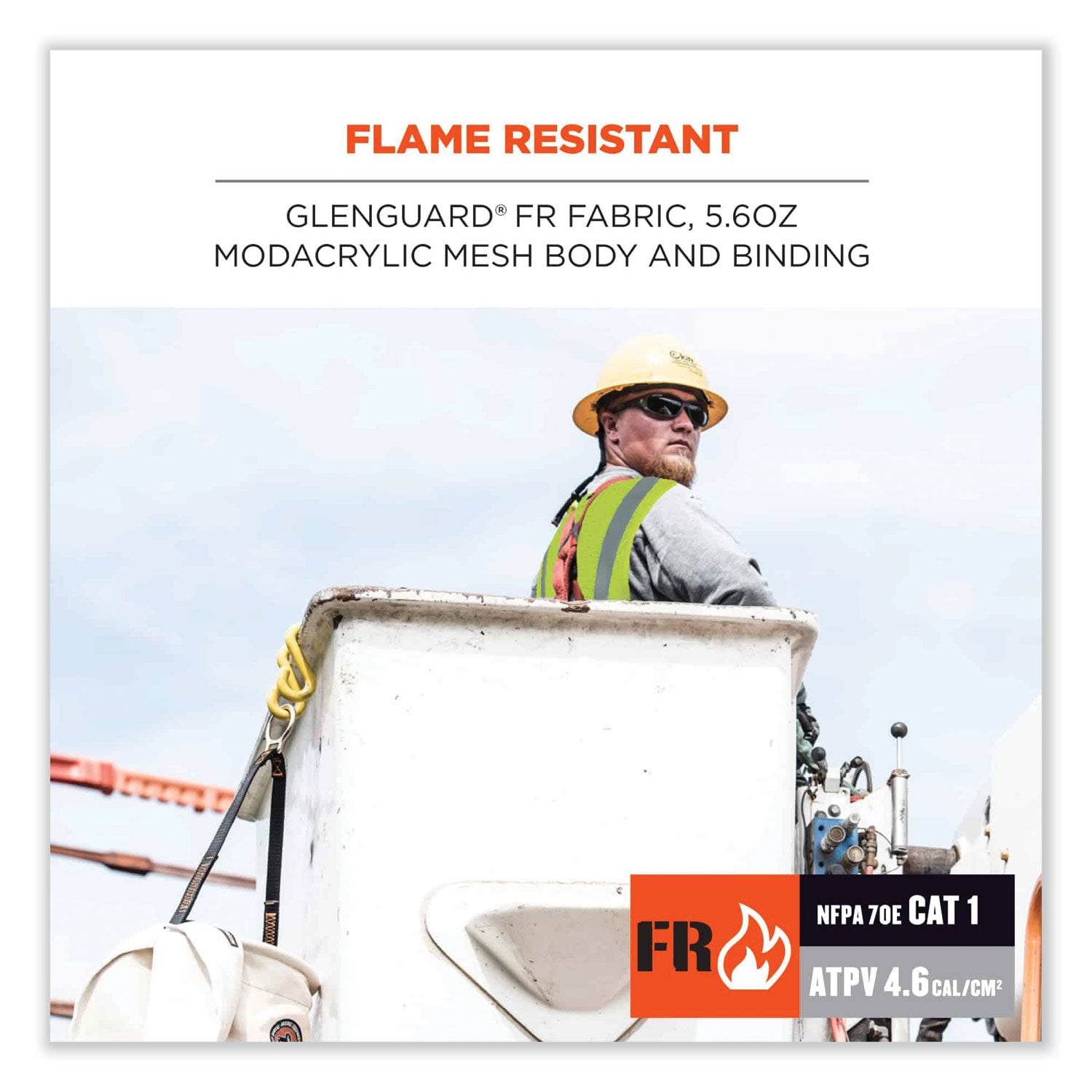 Ergodyne GloWear 8260FRHL Type R Class 2 Flame-Resistant Modacrylic Vest, 2XL/3XL, Lime, Hook & Loop Closure, Mic Tab, Reflective Strip, Interior Pocket, Pen Slot, Breathable, 1 Each