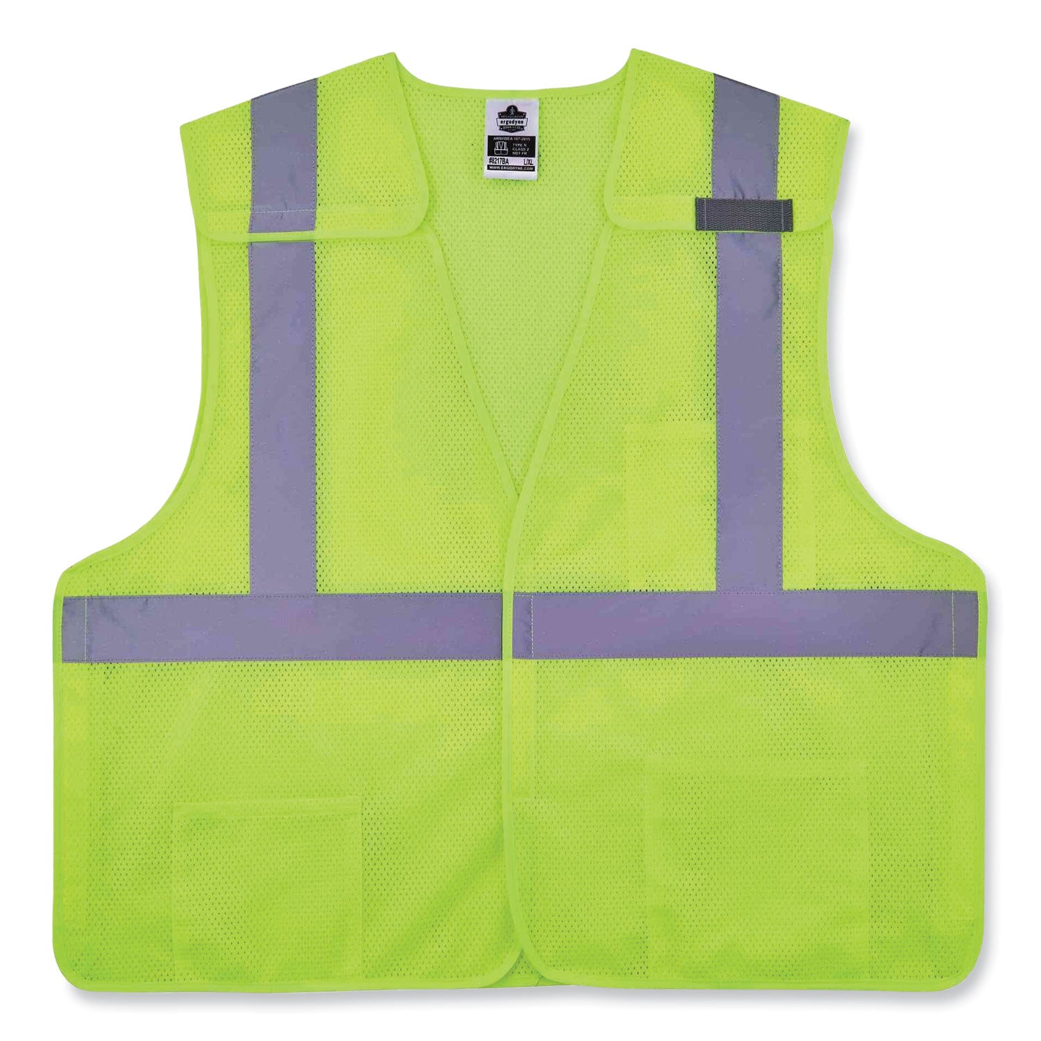 Ergodyne 8217BA Breakaway Hi-Vis Class 2 Vest, Large/Extra Large, Lime, Hook & Loop Closure, Machine Washable, Breathable, Durable, Reflective Strip, Interior Pocket, Pen Slot, 1 Each