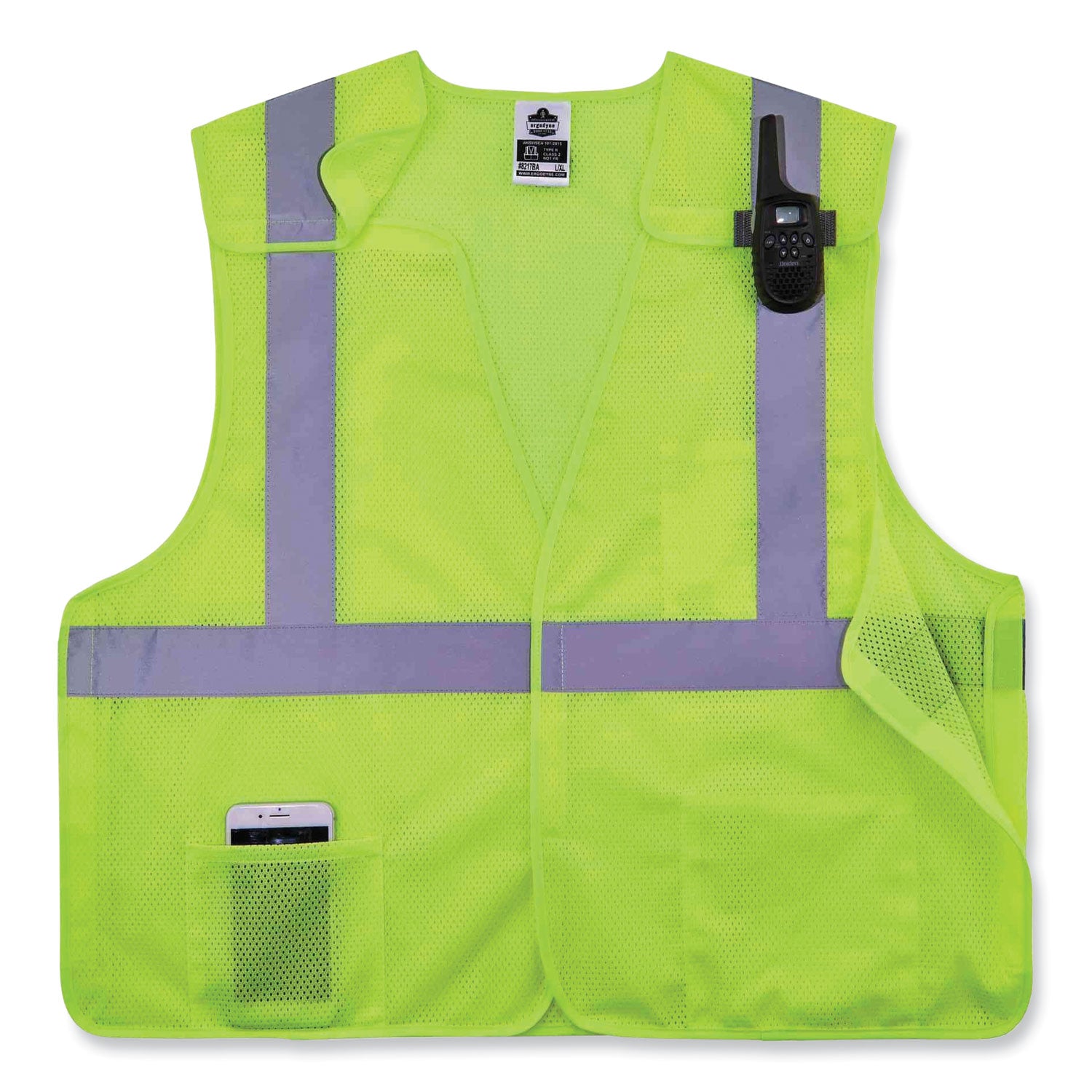 Ergodyne 8217BA Breakaway Hi-Vis Class 2 Vest, 2XL/3XL, Lime, Hook & Loop Closure, Machine Washable, Breathable, Durable, Reflective Strip, Interior Pocket, Pen Slot, 1 Each