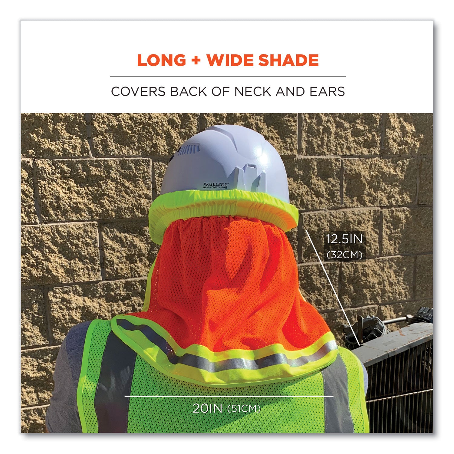 Ergodyne 8005 HI-Vis Mesh Neck Shade with Reflective Trim, Lime, Elastic/Plastic/Mesh, 1" Height x 10" Width, 6 per Carton