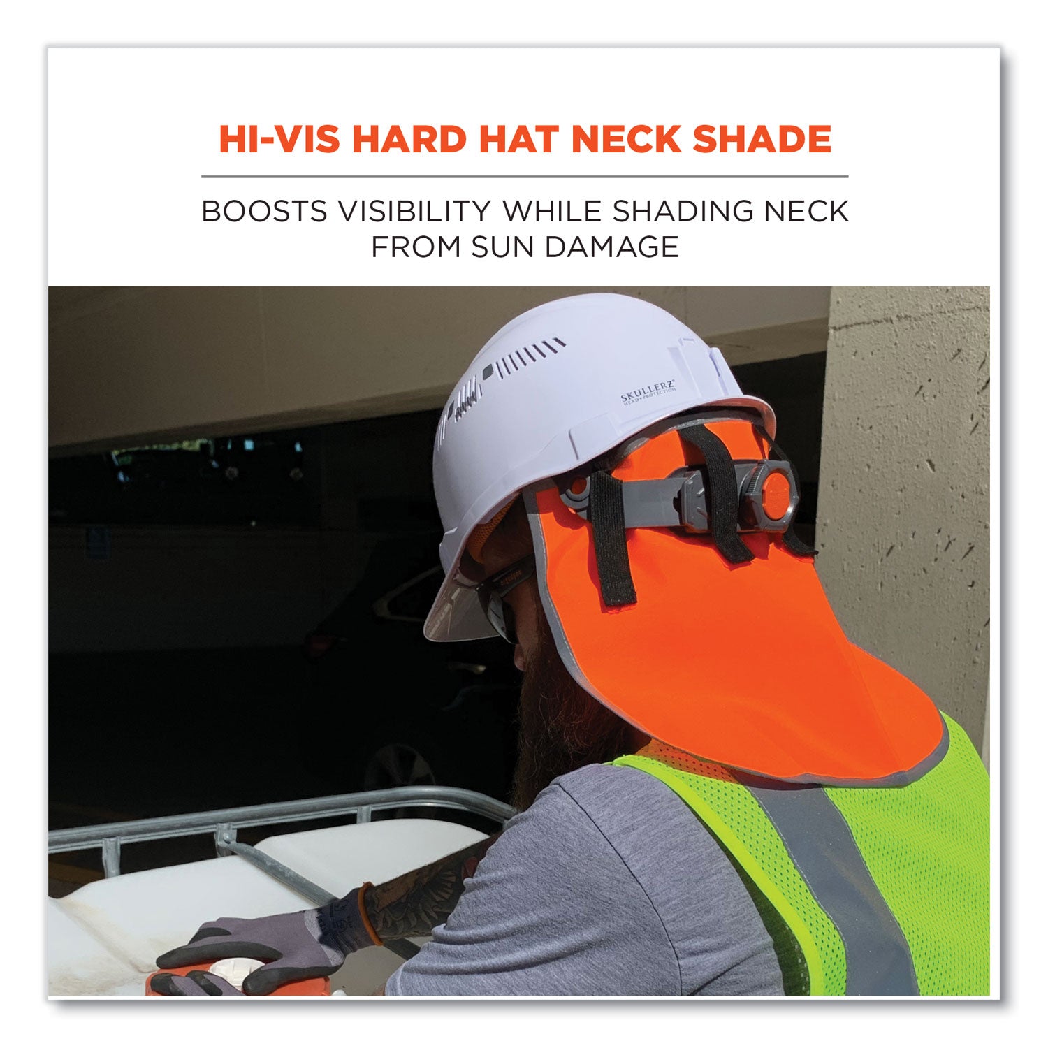 Ergodyne 8006 Hi-Vis Neck Shade, Orange, Polyester Fabric, 1" Height x 14.5" Width, 6 per Carton