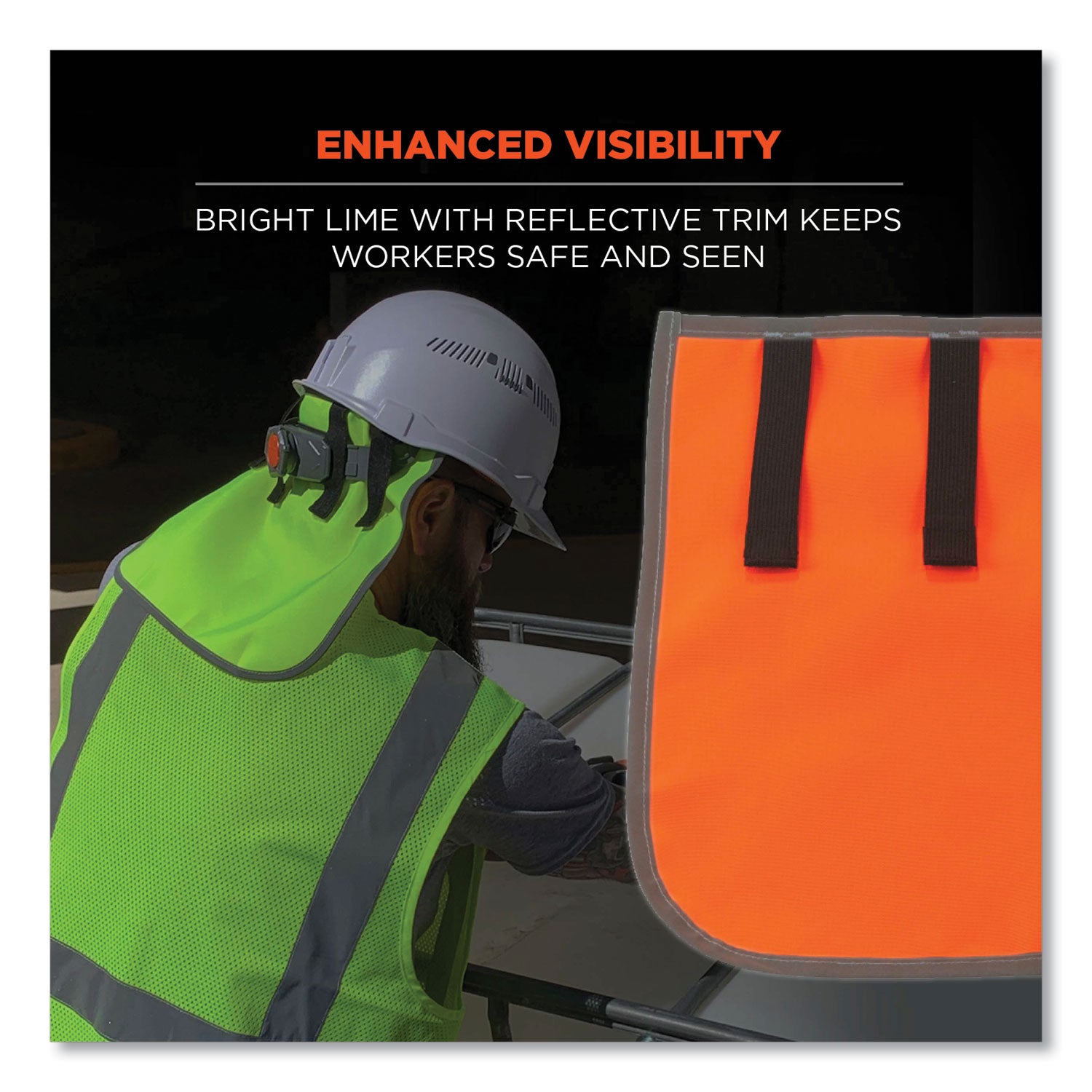 Ergodyne 8006 Hi-Vis Neck Shade, Orange, Polyester Fabric, 1" Height x 14.5" Width, 6 per Carton