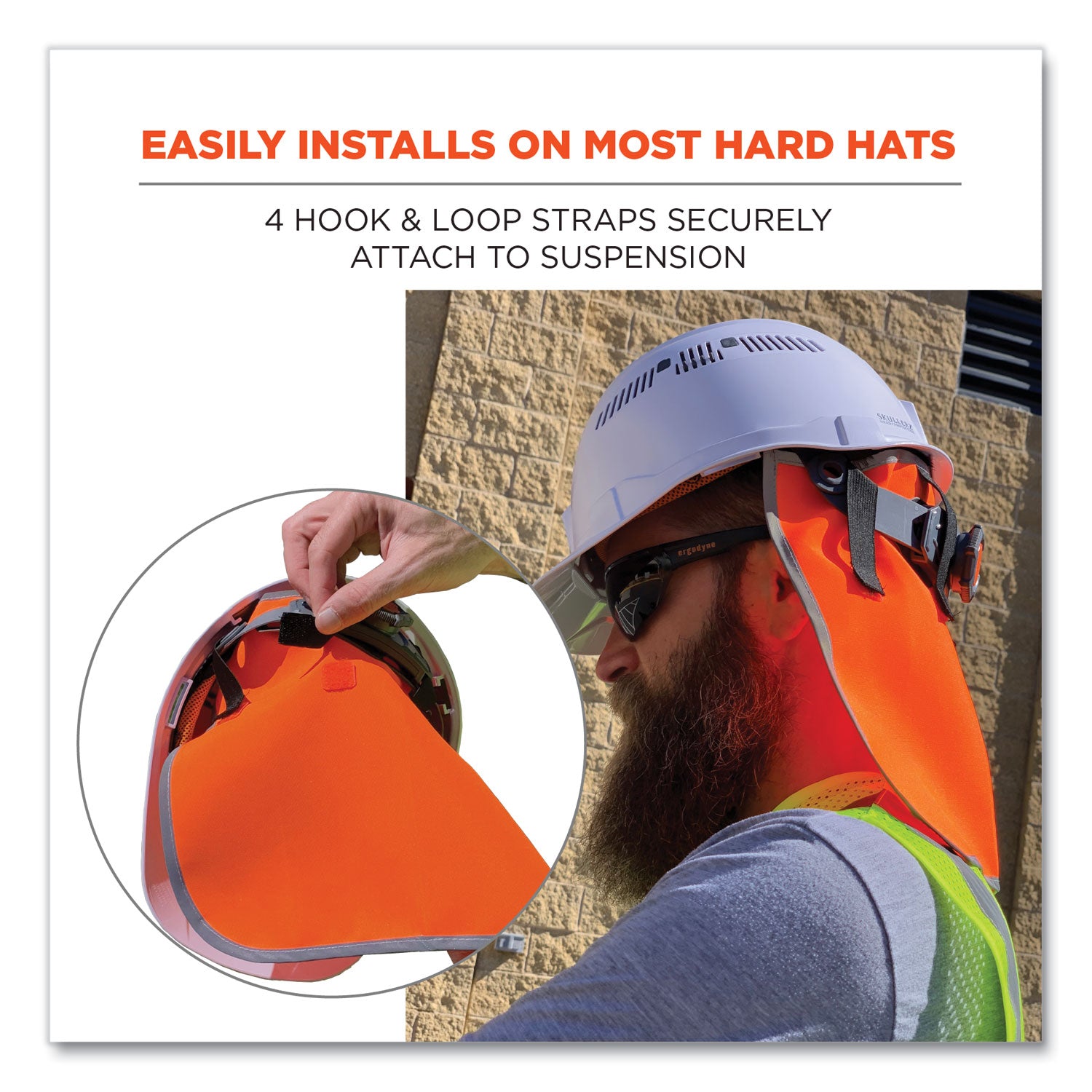 Ergodyne 8006 Hi-Vis Neck Shade, Orange, Polyester Fabric, 1" Height x 14.5" Width, 6 per Carton