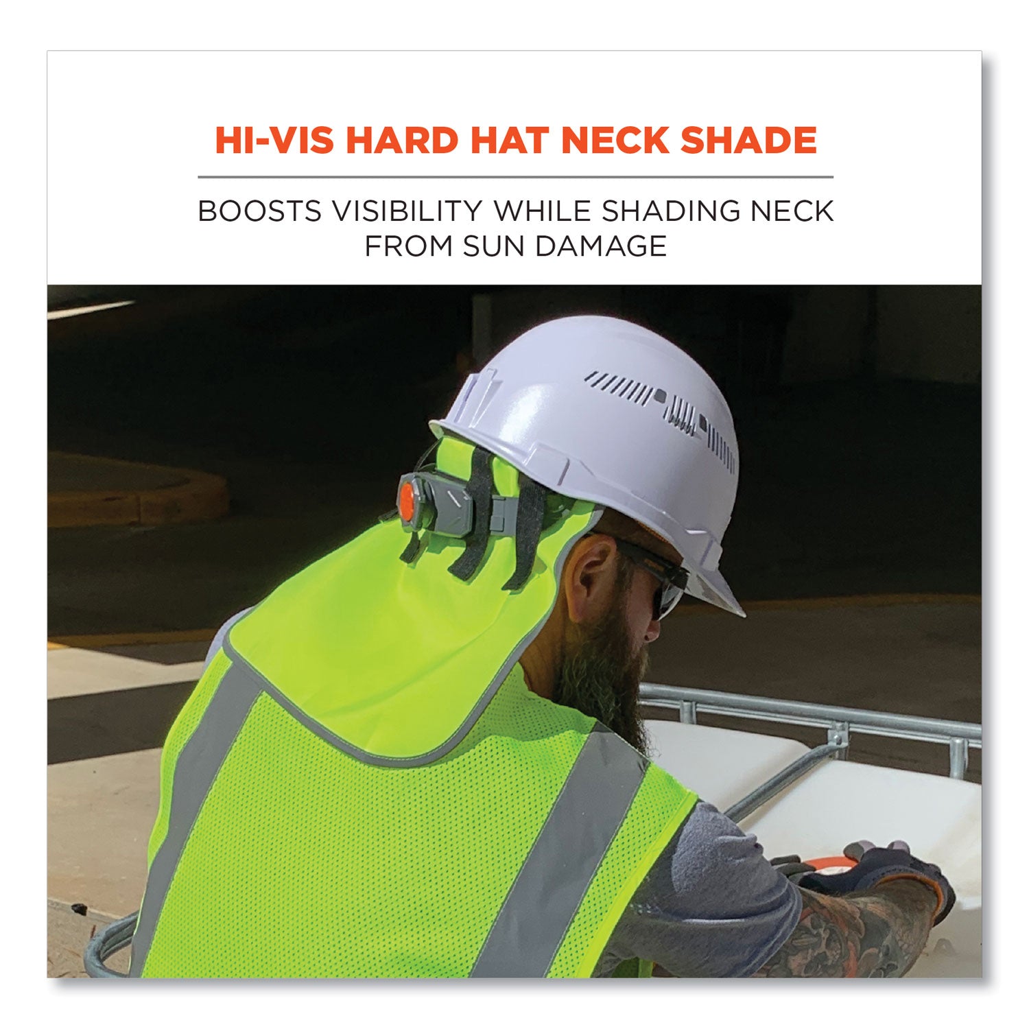 Ergodyne 8006 Hi-Vis Neck Shade, Lime, Polyester Fabric, 1" Height x 14.5" Width, 6 per Carton
