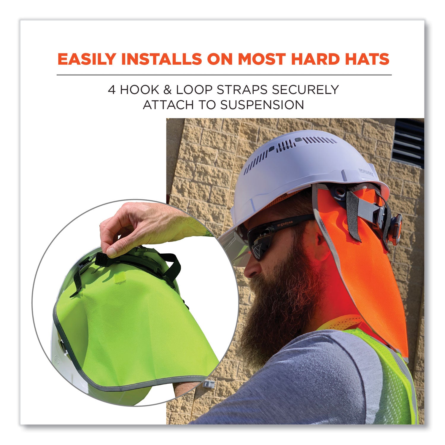 Ergodyne 8006 Hi-Vis Neck Shade, Lime, Polyester Fabric, 1" Height x 14.5" Width, 6 per Carton