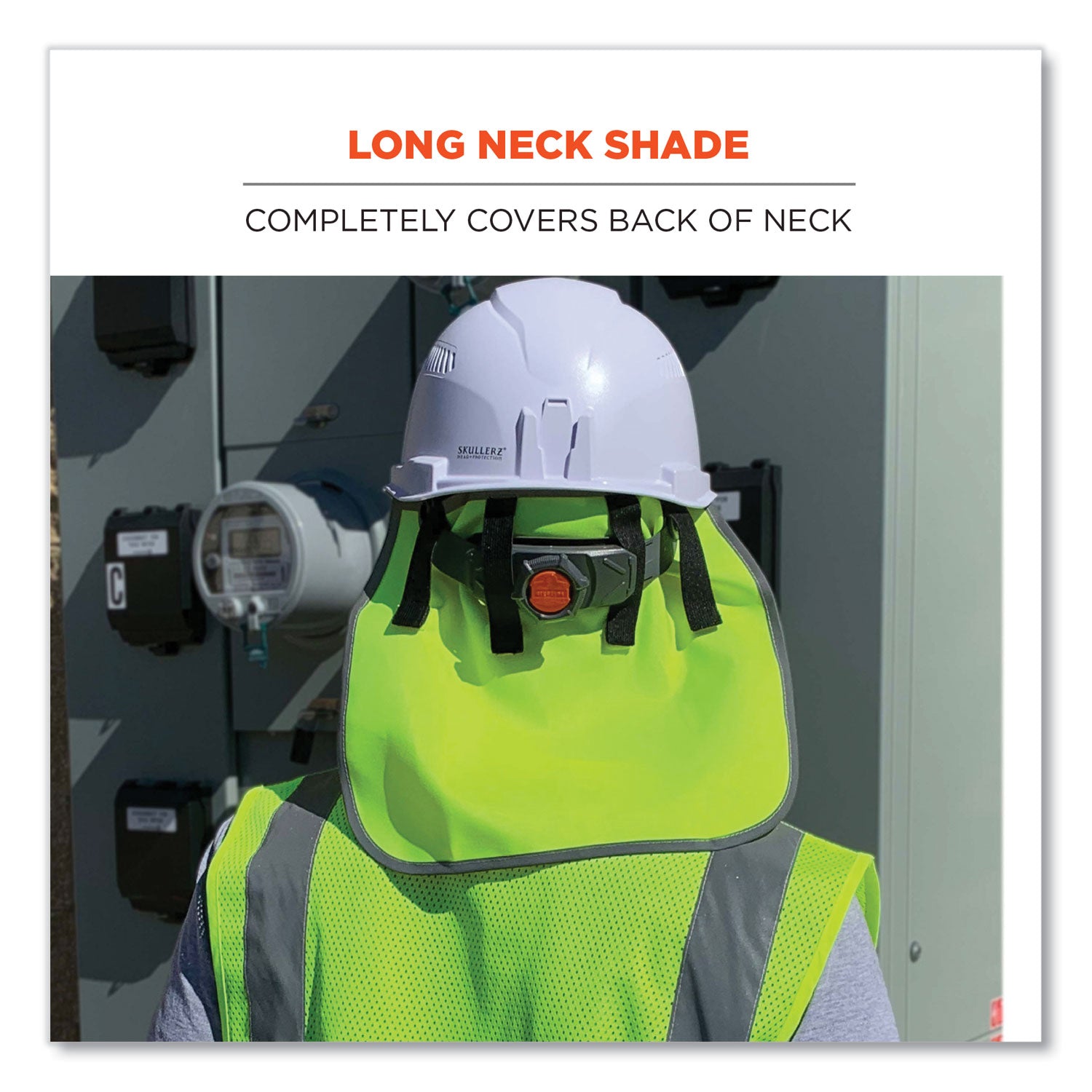 Ergodyne 8006 Hi-Vis Neck Shade, Lime, Polyester Fabric, 1" Height x 14.5" Width, 6 per Carton