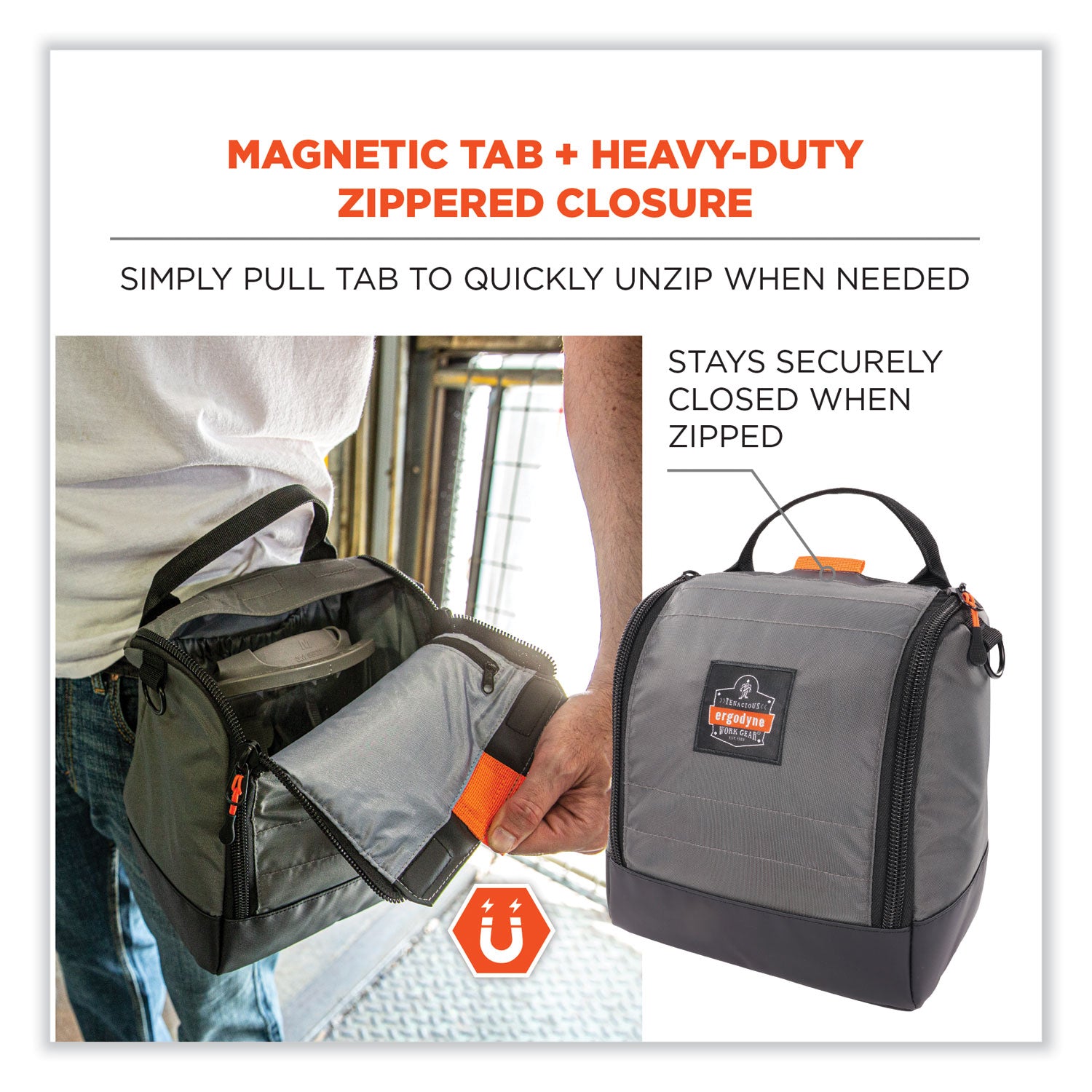 Arsenal 5185 Full Respirator Bag with Zipper Magnetic Closure, 5.5 x 9.5 x 9.5, Gray