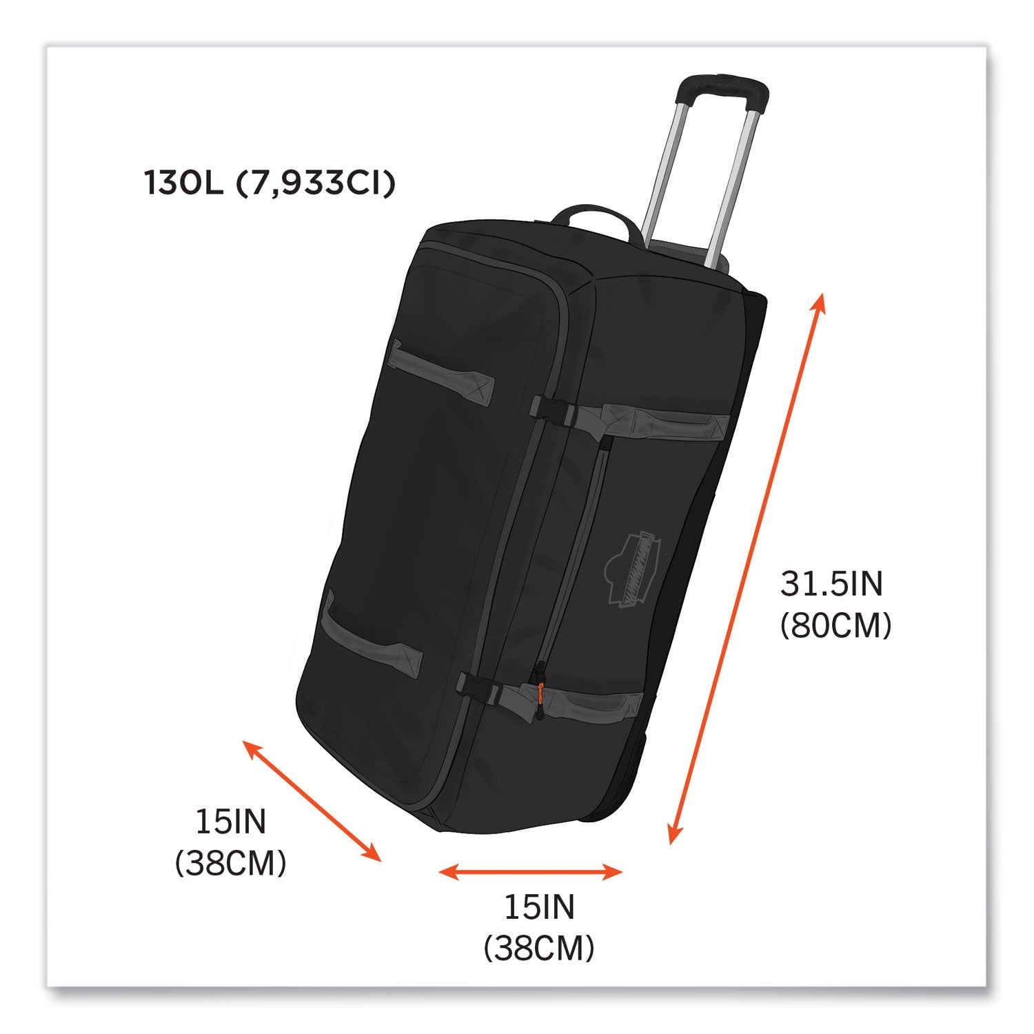 Arsenal 5032 Water-Resistant Wheeled Duffel Bag, 15 x 31.5 x 15, Black