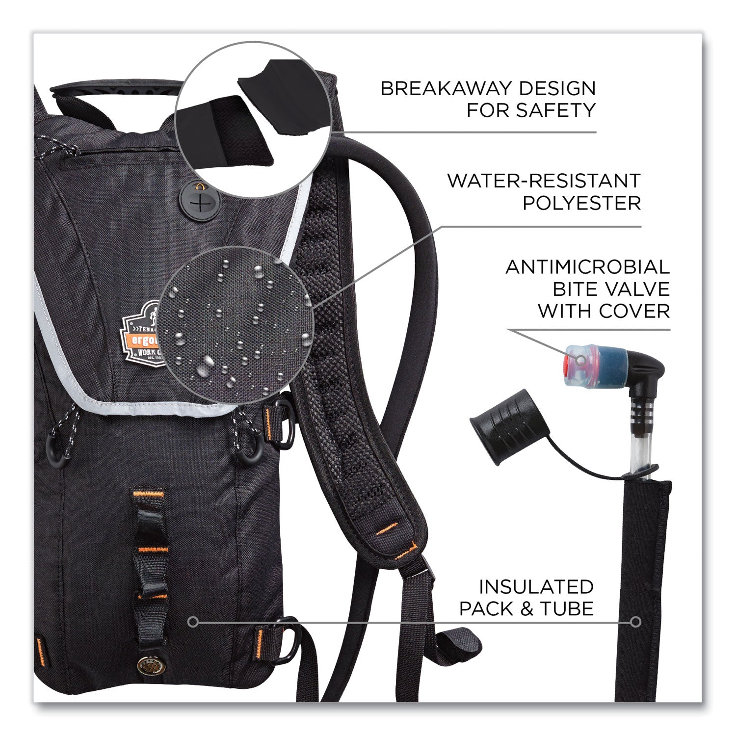 Ergodyne 5156 Premium Low Profile Hydration Pack - 3.17 quart Reservoir - Black