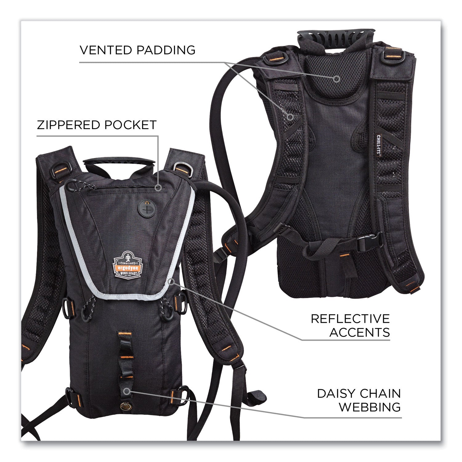Ergodyne 5156 Premium Low Profile Hydration Pack - 3.17 quart Reservoir - Black