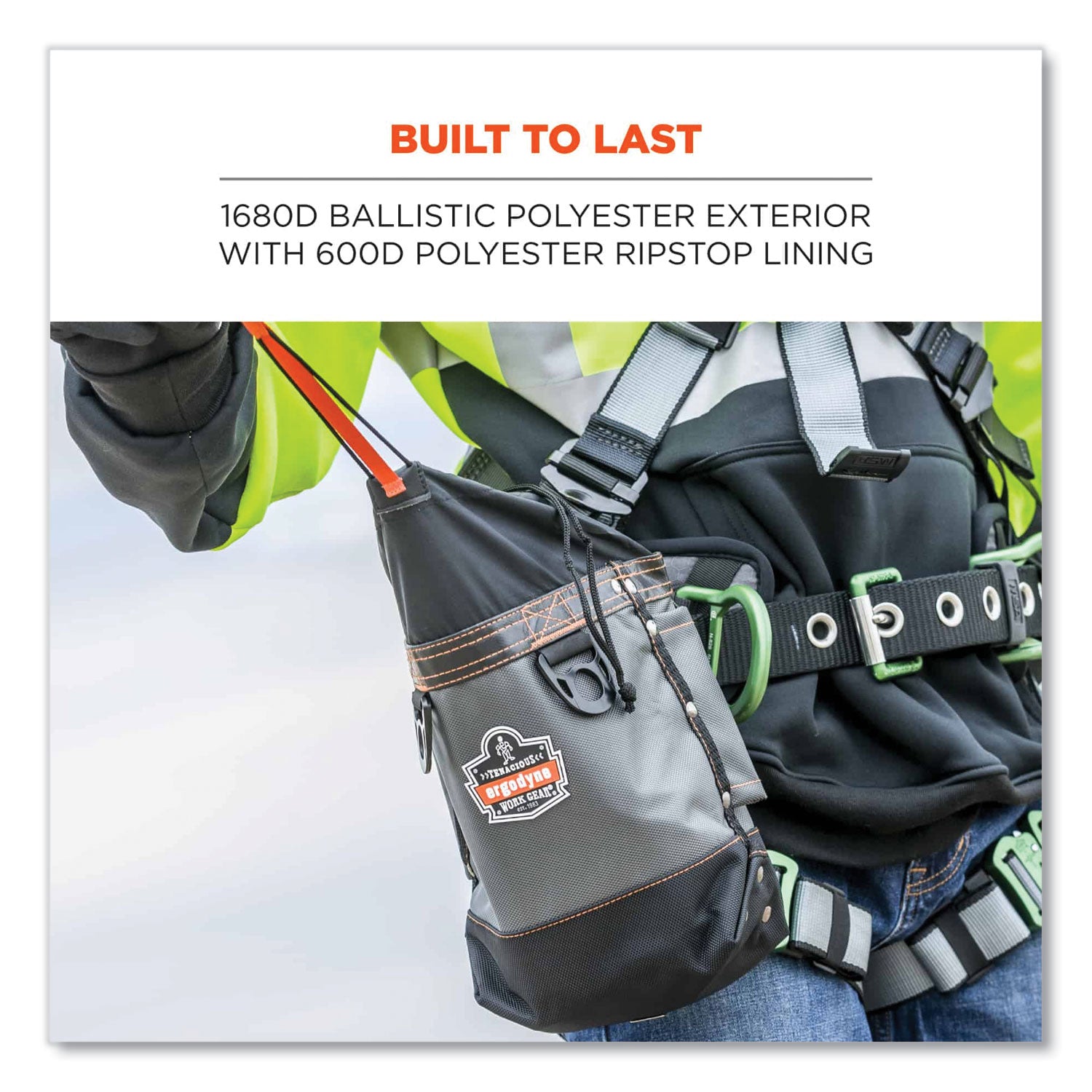 Drop Resistant - Nickel Plated, 420D Nylon Body - 1680D Ballistic Polyester Exterior Material - D-ring, Belt Loop - 9" Height x 5" Width x 10" Depth - 1 Each