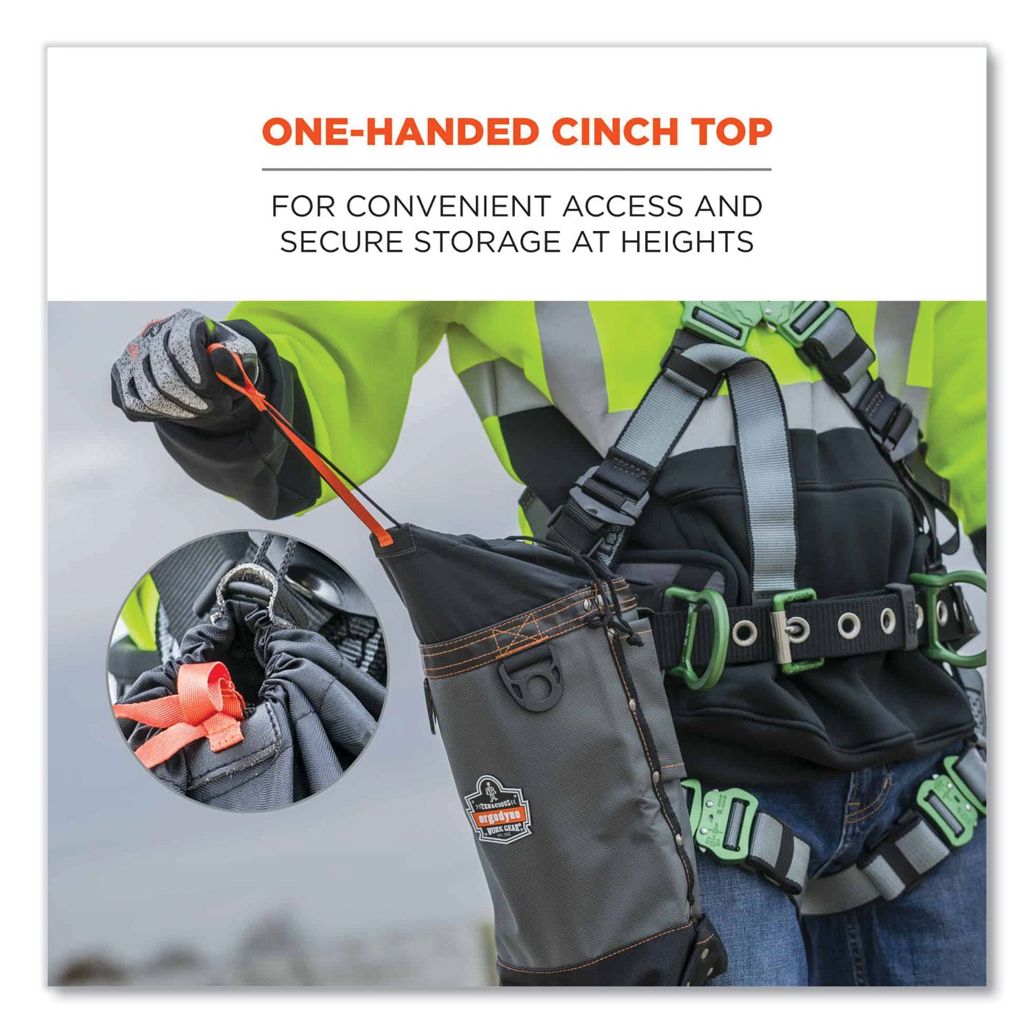 Drop Resistant, Damage Resistant - 420D Nylon Body - 1680D Ballistic Polyester Exterior Material - Belt Loop, D-ring, Cinch Strap - 13" Height x 5" Width x 10" Depth - 1 Each