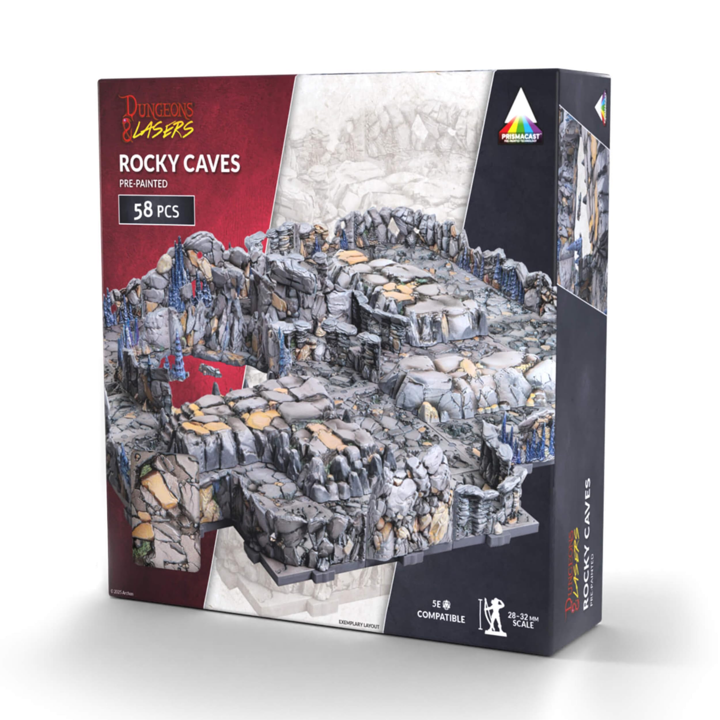 Dungeons & Lasers: Rocky Caves Tabletop DND Terrain for RPG Miniatures