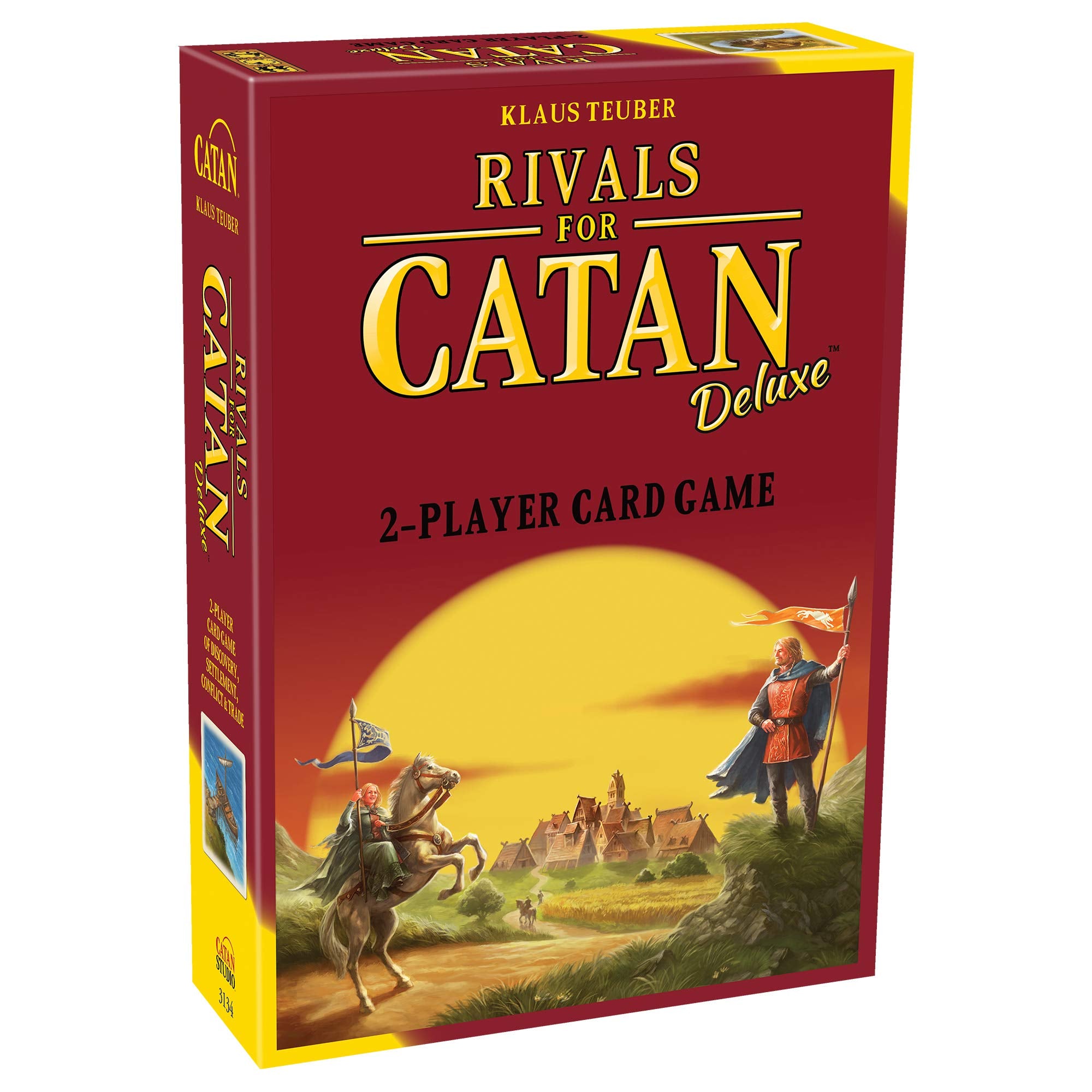 CATAN Rivals for CATAN Card Game DELUXE EDITION - Build, Trade, and Conquer with Enhanced Components! Family Game for Kids & Adults, Ages 10+, 2 Players, 45-60 Minute Playtime