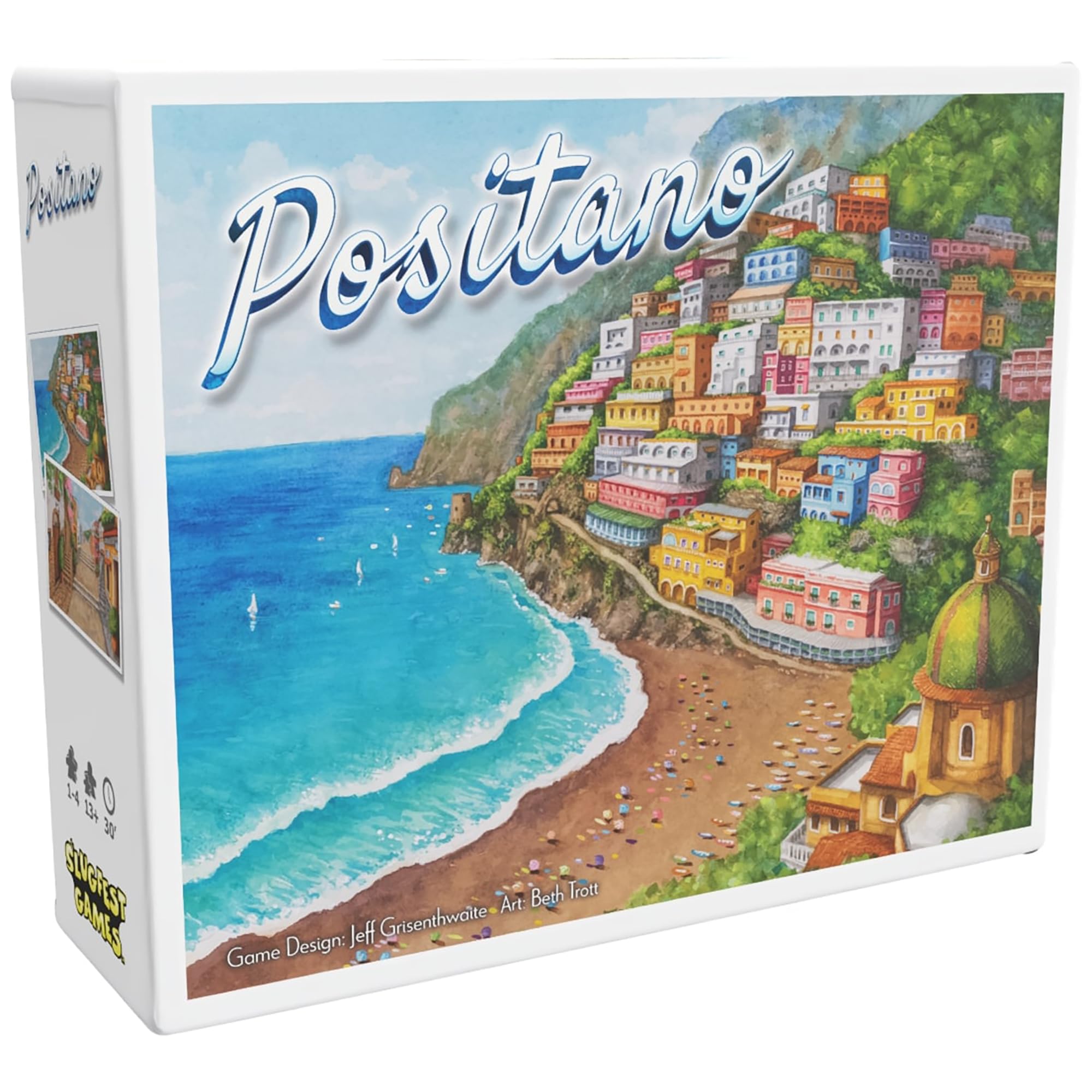 SlugFest Games: Positano - Strategy Board Game, 3D Building & Placement, Simultaneous Bidding, Italian Seaside Village, Ages 13+, 1-4 Players, 30 Min