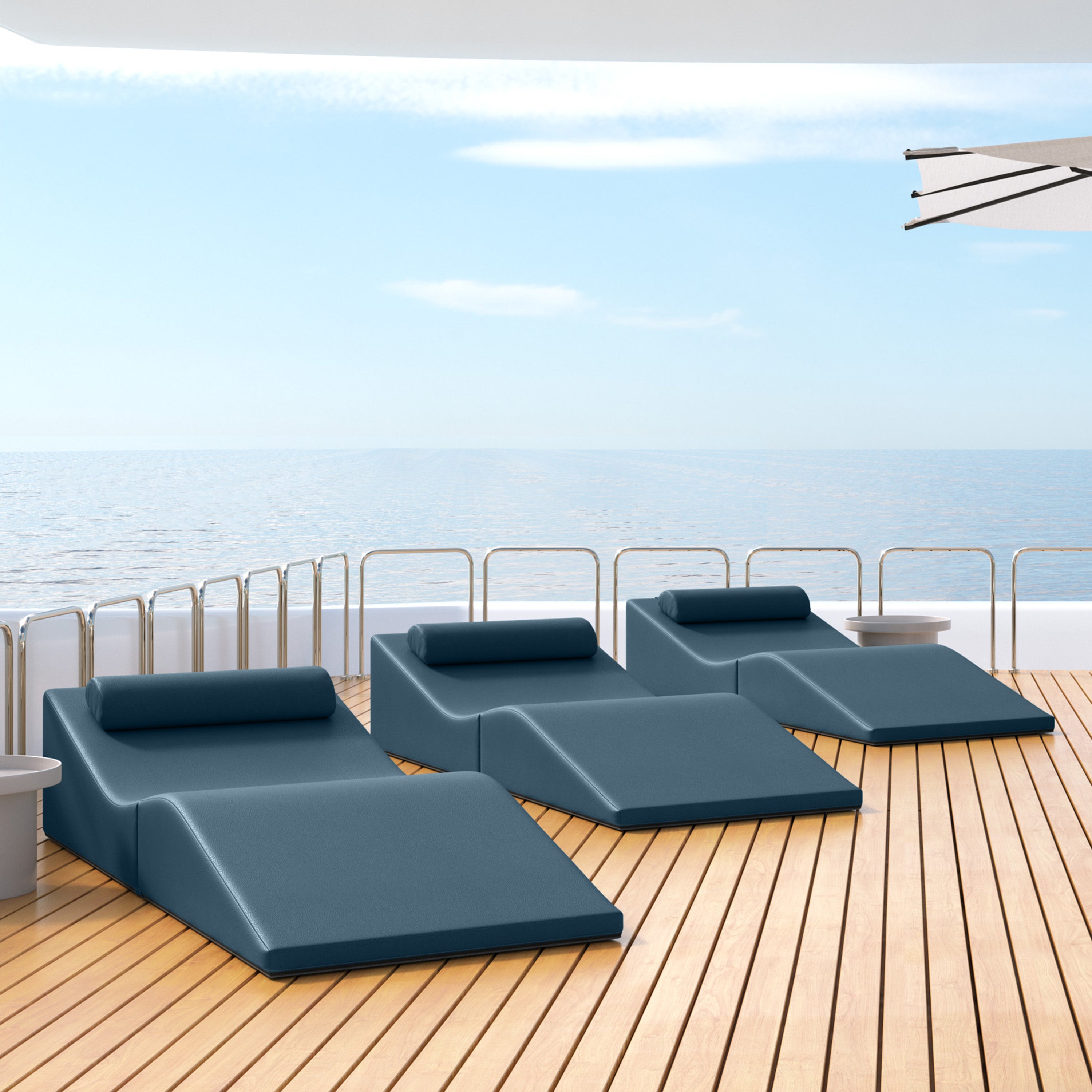 Jaxx Clermont Sun Lounger - Luxurious Waterproof Poolside Lounge & Outdoor Chaise - Marine Vinyl Bay Navy