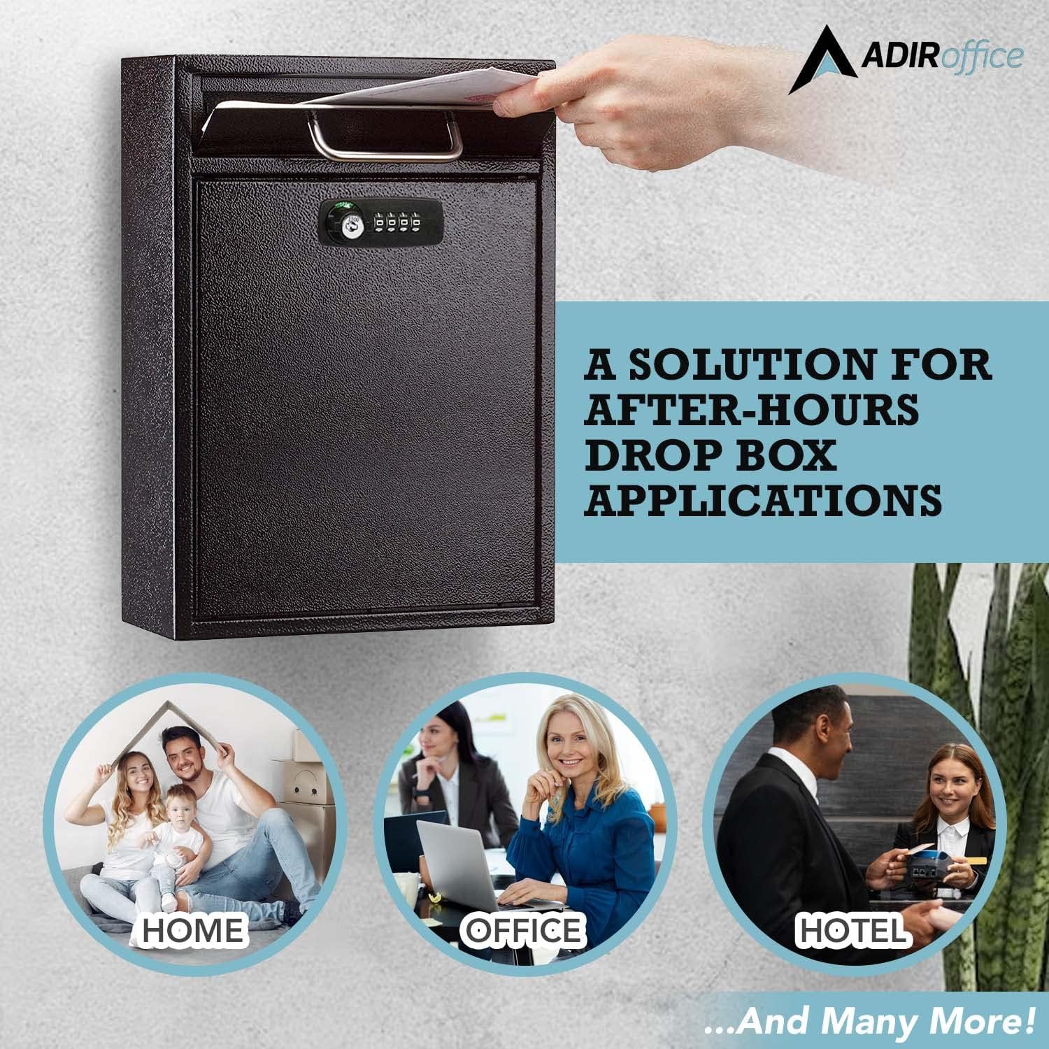 Large Wall Mountable Mailbox with Key and Combination lock