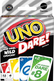 Mattel Games UNO Dare Card Game for Families & Parties Featuring Challenging & Silly Dares from 3 Different Categories