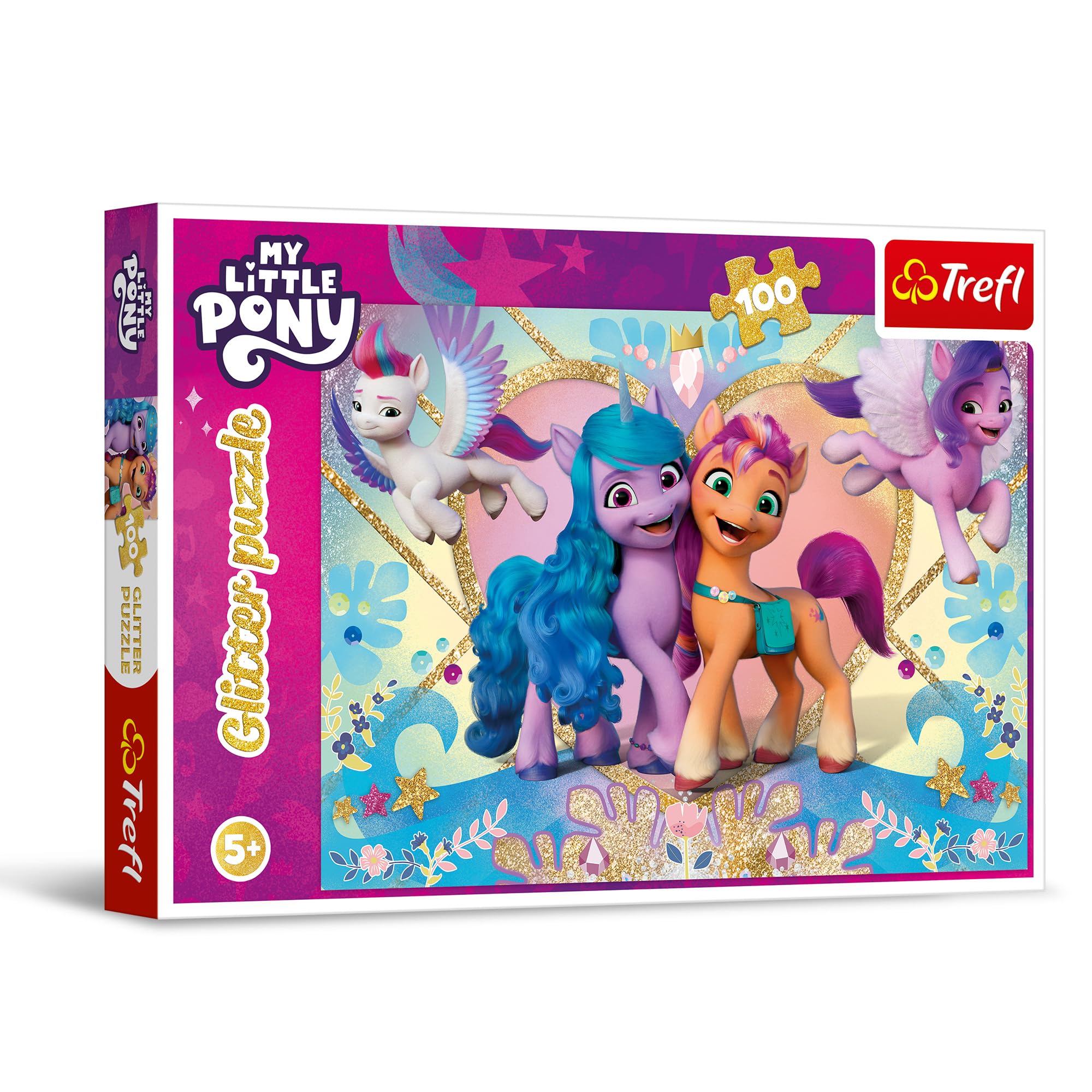 Trefl My Little Pony 100 Piece Jigsaw Puzzle Glitter Shiny Ponies 16"x11" Print, DIY Puzzle, Creative Fun, Classic Jigsaw for Adults and Children from 5 Years Old