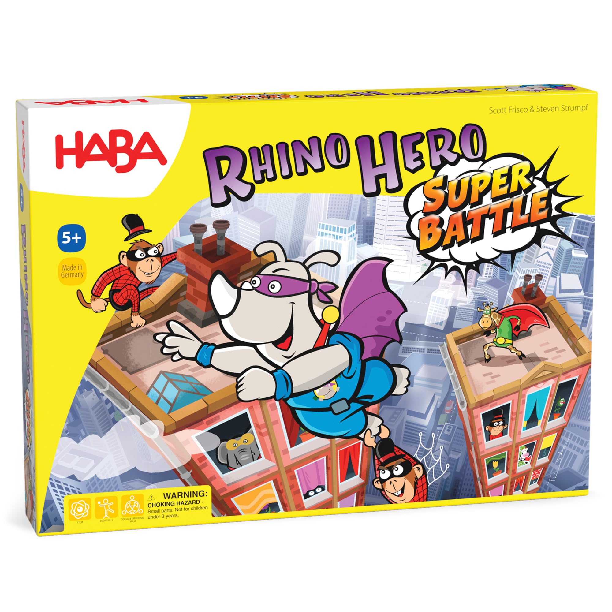 HABA Rhino Hero Super Battle - Exciting 3D Stacking Board Game for Kids & Adults, Fun Family Games, Stacking Card Games for Kids, Made in Germany