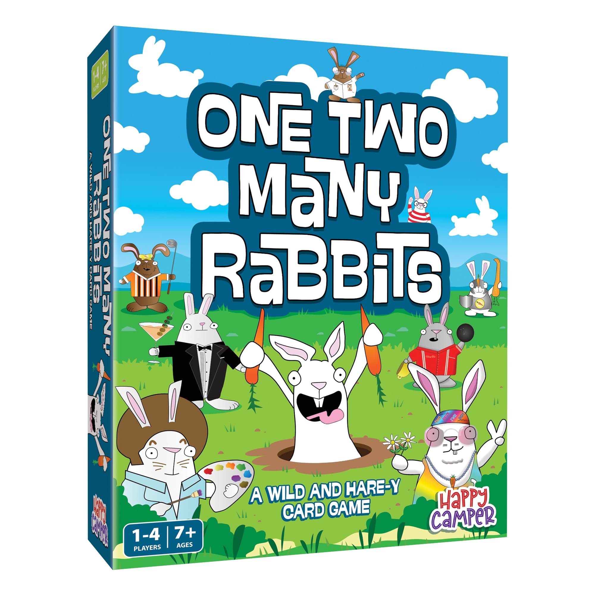 Happy Camper - One Two Many Rabbits - A Wild & Harey Card Game | Perfect Easter Basket Stuffers for Kids | Great Math Game for Family Game Night | 1–4 Players, Ages 7+