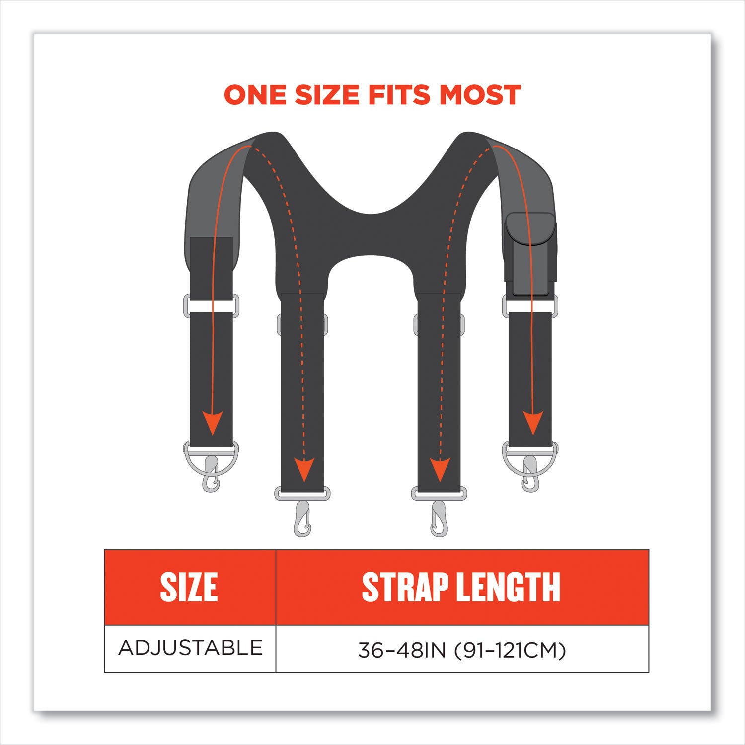 Arsenal 5560 Padded Tool Belt Suspenders, 36" to 48" Waist, 3" Wide, Polyester, Gray