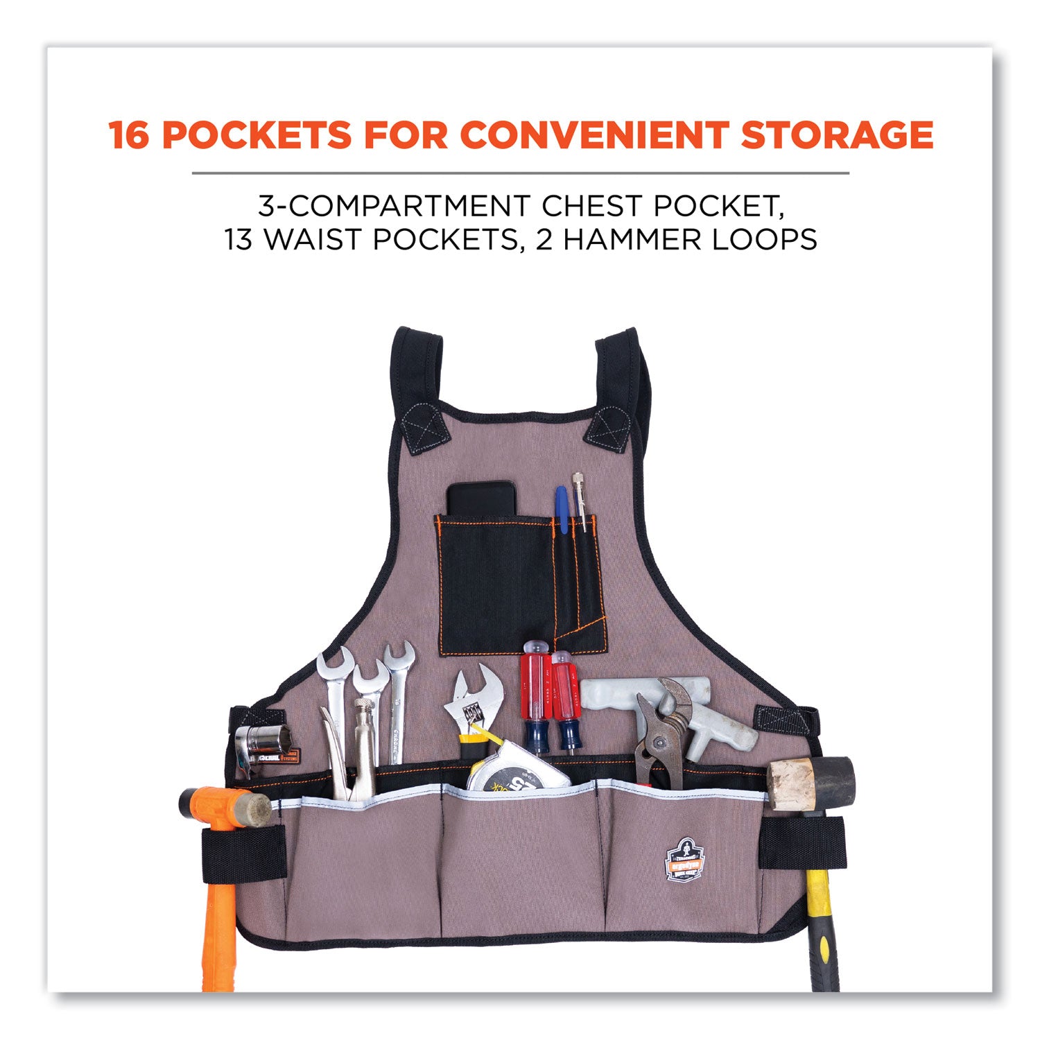 Gray - Canvas, Cotton - 16 x Waist/Chest Pocket - 1 Each
