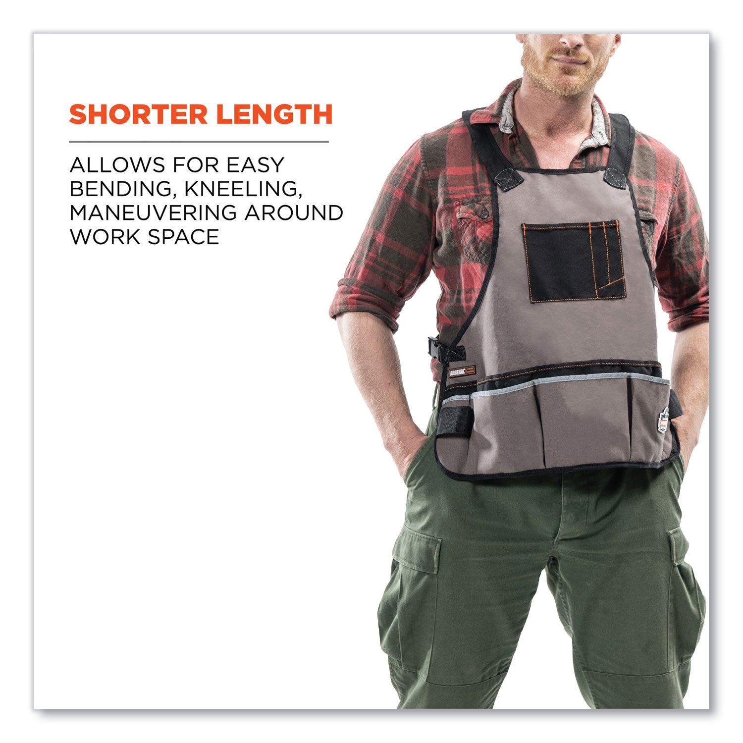 Gray - Canvas, Cotton - 16 x Waist/Chest Pocket - 1 Each