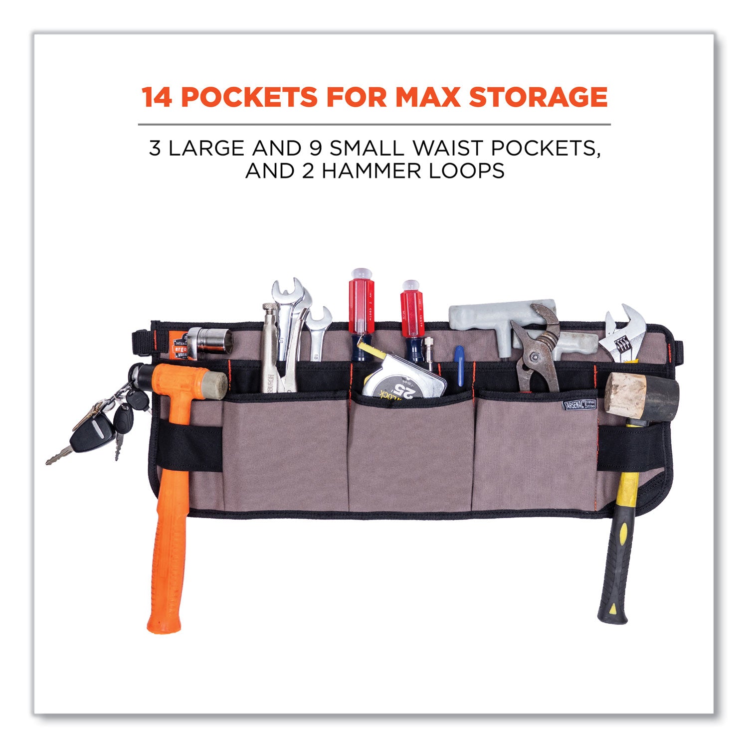 Gray - Canvas - 14 x Waist/Chest Pocket - 1 Each