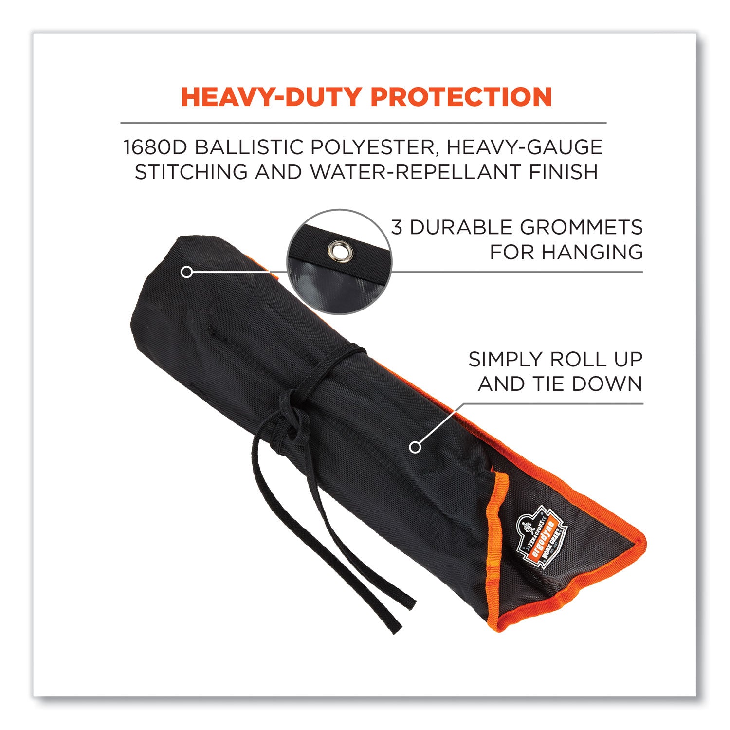 Ergodyne Arsenal 5873 Carrying Case Rugged (Roll Up) Tools - Black - Water Resistant - 1680D Ballistic Polyester, Polyester Body - Handle - 22" Height x 26.5" Width - 1 Each