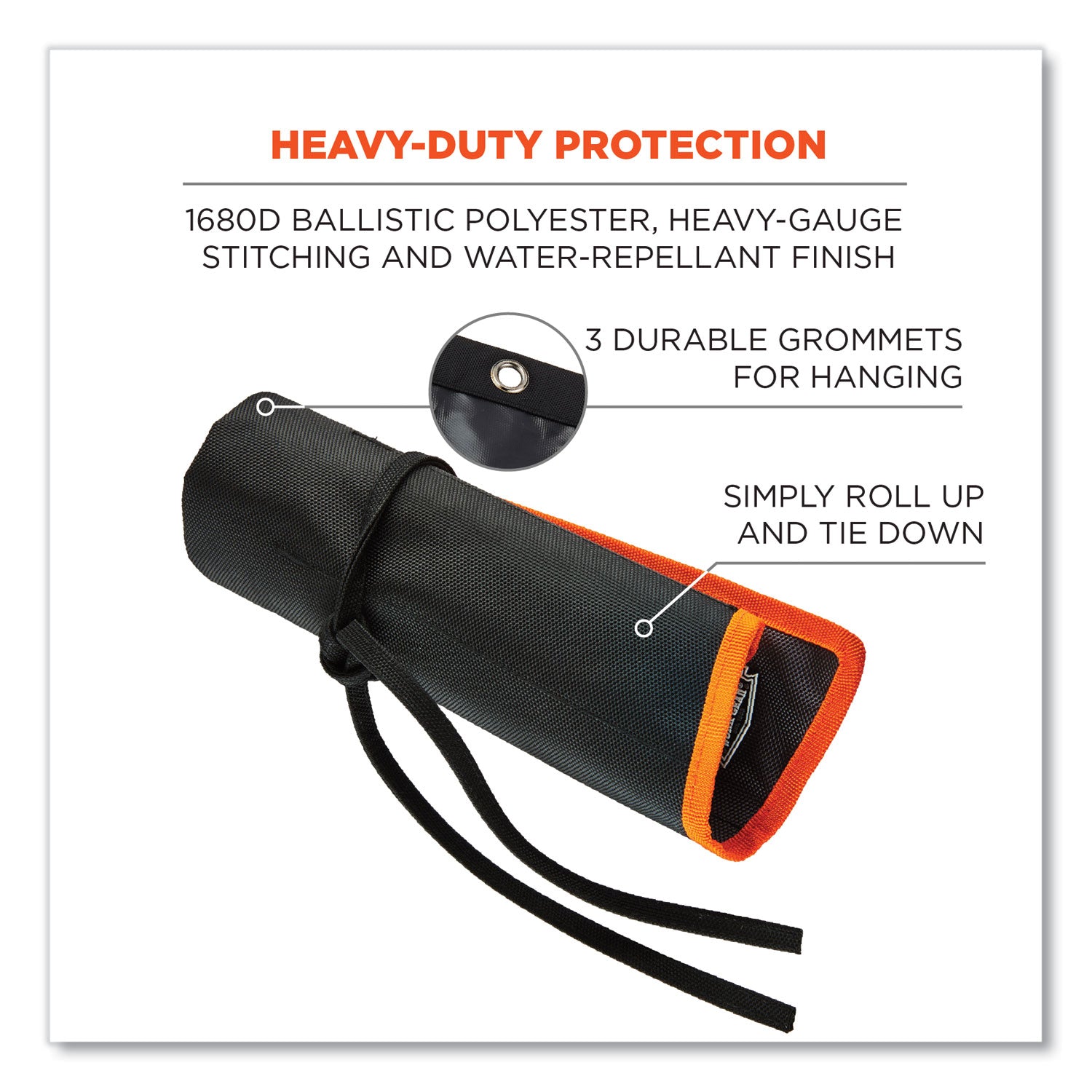 Ergodyne Arsenal 5873 Carrying Case Rugged (Roll Up) Tools - Black - Water Resistant - 1680D Ballistic Polyester Body - Handle - 16.5" Height x 26.5" Width - 1 Each