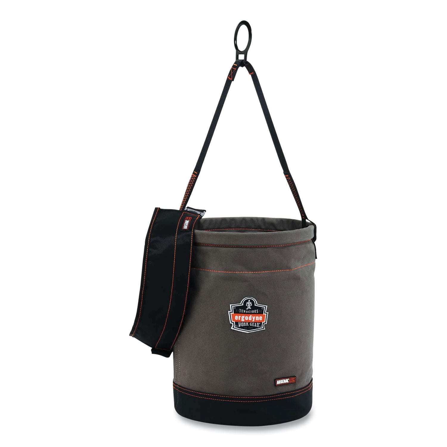 Reinforced, Handle, Pocket, Durable, Storm Drain - 14" - Plastic, Nylon, Nickel Plated, Synthetic Leather, Canvas - Gray - 1 Each