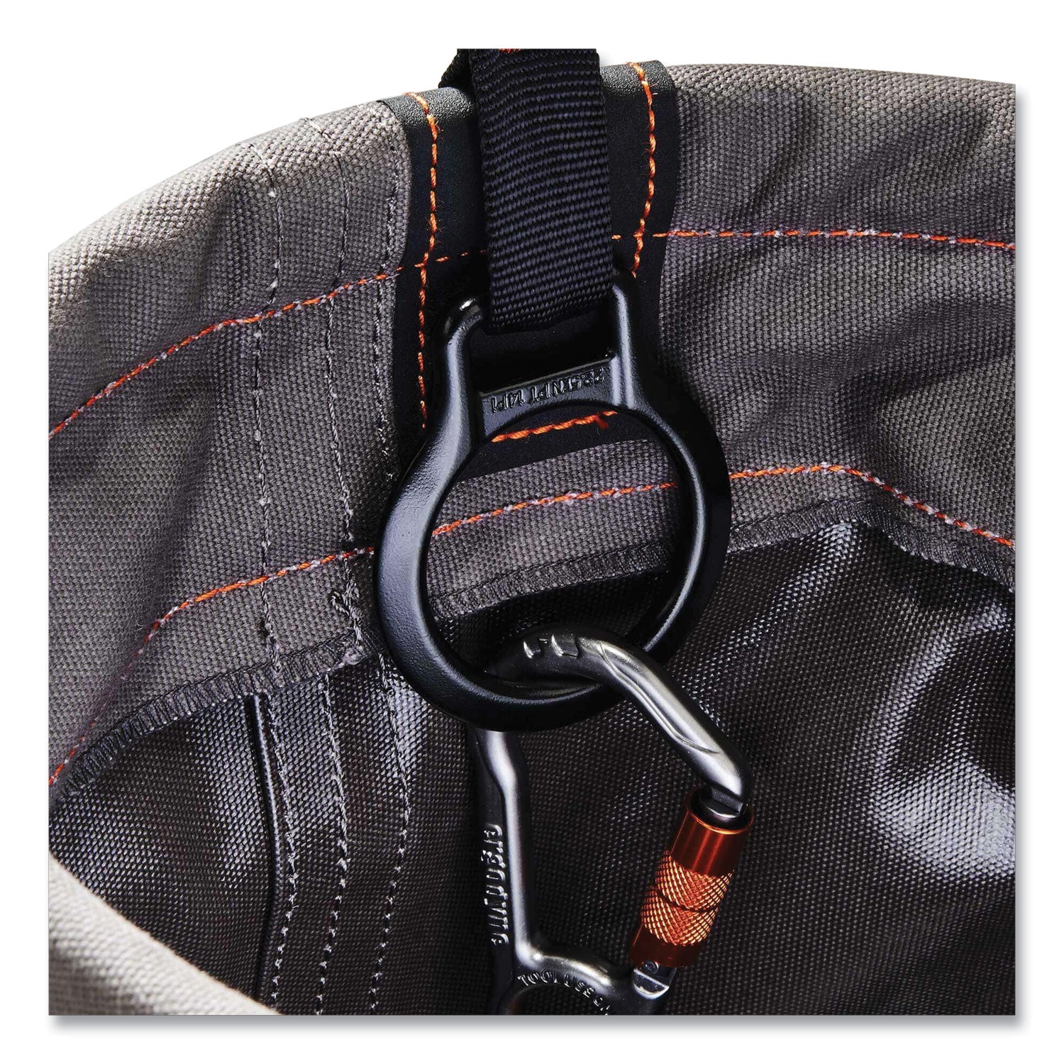 Reinforced, Handle, Pocket, Durable, Storm Drain - 14" - Plastic, Nylon, Nickel Plated, Synthetic Leather, Canvas - Gray - 1 Each