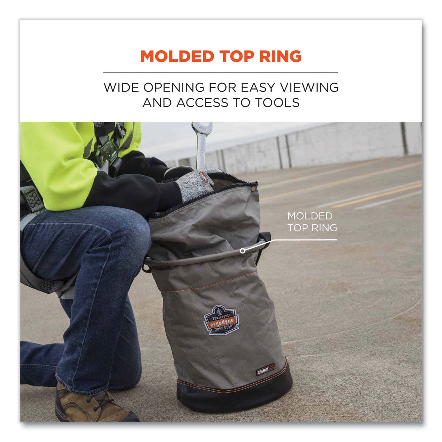Large Size - 99.21 lb Capacity - Zipper Closure - Gray - Nylon, Synthetic Leather, Steel, Tarpaulin, Alloy Steel, Nickel Plated - Multipurpose - 1 Each