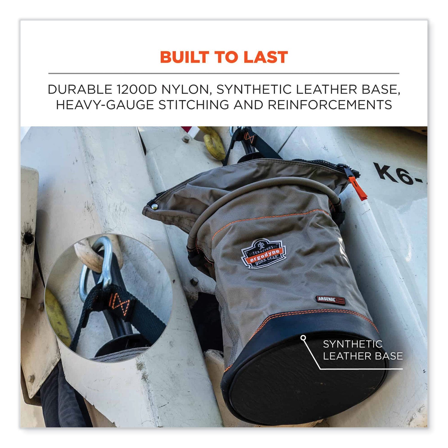 Large Size - 99.21 lb Capacity - Zipper Closure - Gray - Nylon, Synthetic Leather, Tarpaulin, Leather, Nickel Plated - Multipurpose - 1 Each