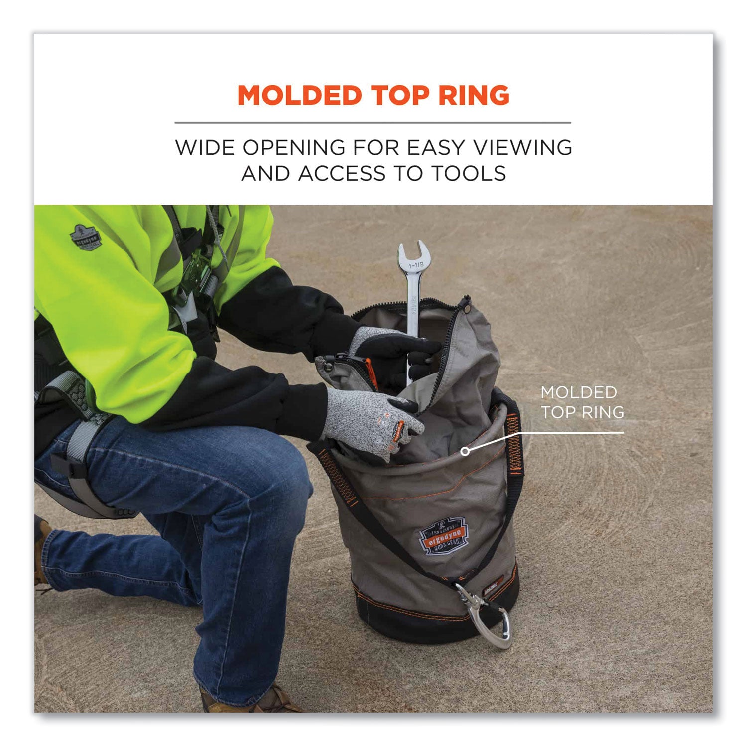 Large Size - 99.21 lb Capacity - Zipper Closure - Gray - Nylon, Synthetic Leather, Tarpaulin, Leather, Nickel Plated - Multipurpose - 1 Each