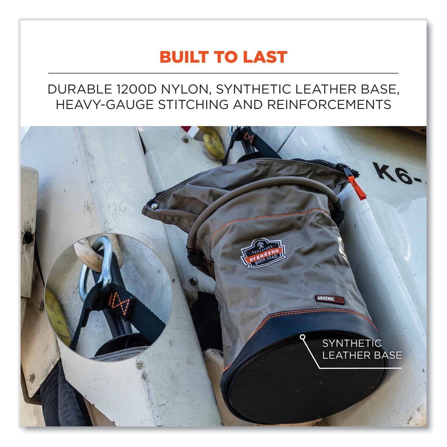 Extra Large Size - 99.21 lb Capacity - Zipper Closure - Gray - Nylon, Synthetic Leather, Tarpaulin, Leather, Nickel Plated - Multipurpose - 1 Each