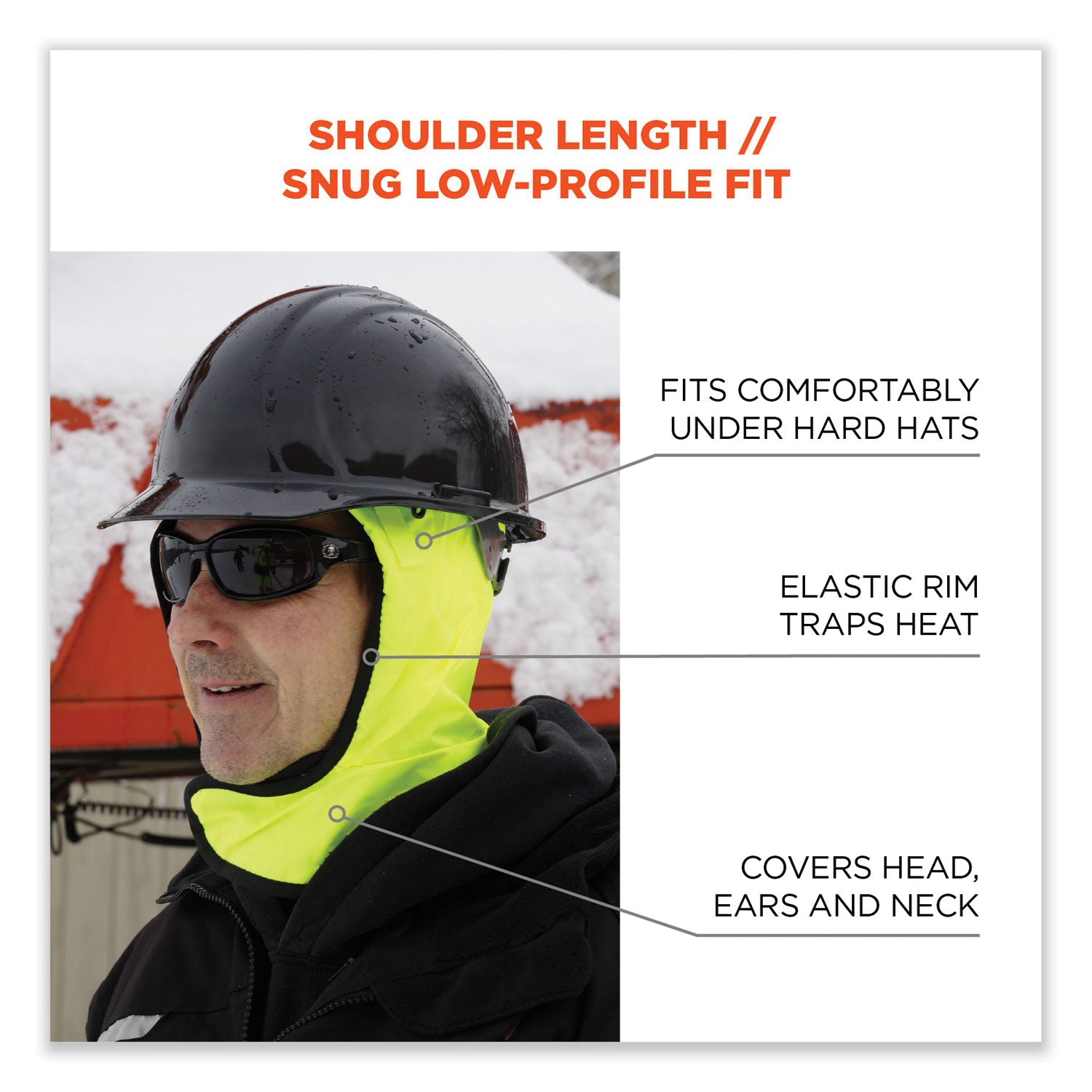 Ergodyne 6842 Shoulder 2-Layer Econo Winter Liner, Polyester/Polyurethane/Fleece, Lime, High Visibility, Water Resistant, Machine Washable, 12/Carton