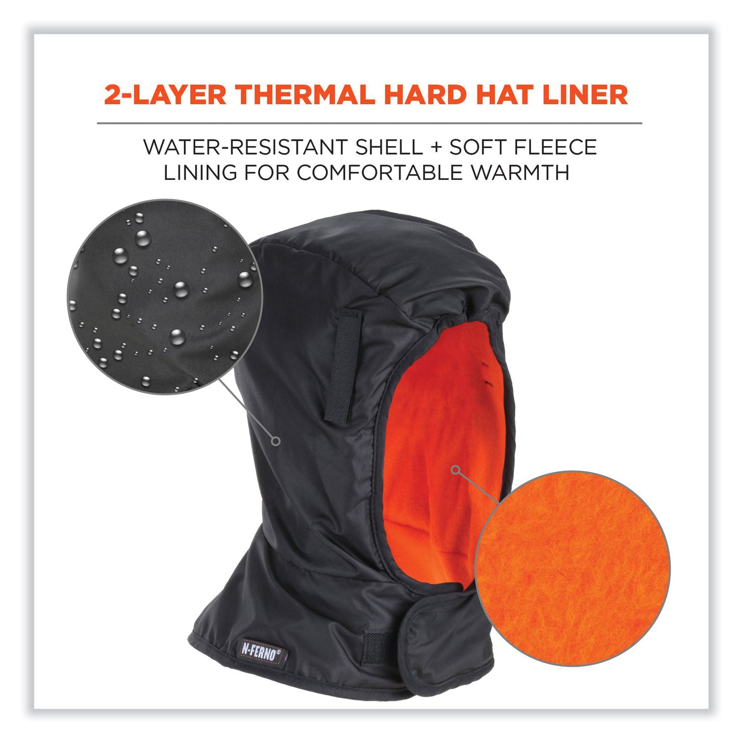 Ergodyne 6842 Shoulder 2-Layer Econo Winter Liner, Polyester/Polyurethane/Fleece, Black, 12/Carton