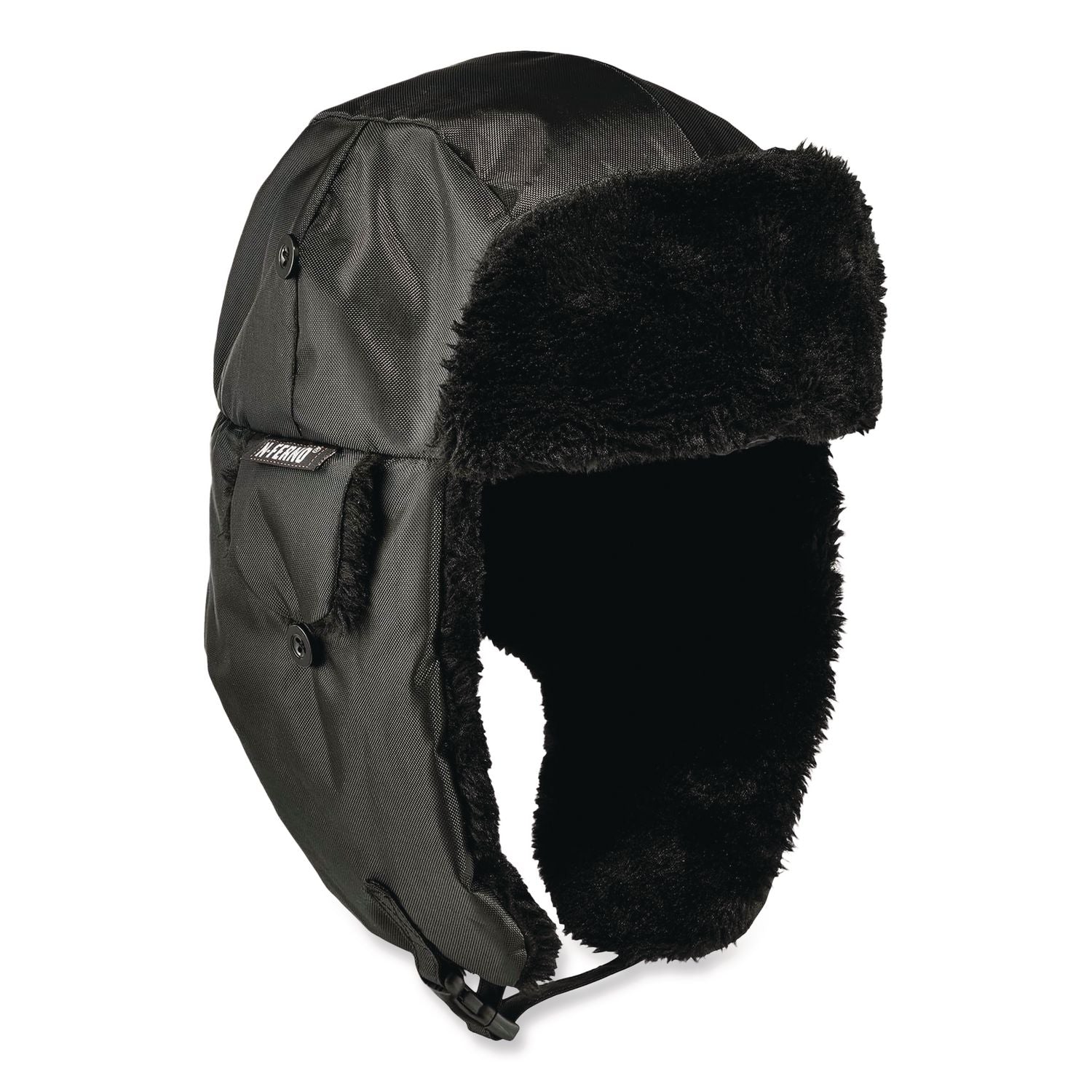 Ergodyne N-Ferno 6802ZI Zipper Trapper Hat with Universal Bump Cap, Small/Medium, Black, Nylon/Oxford Nylon, 1 Each