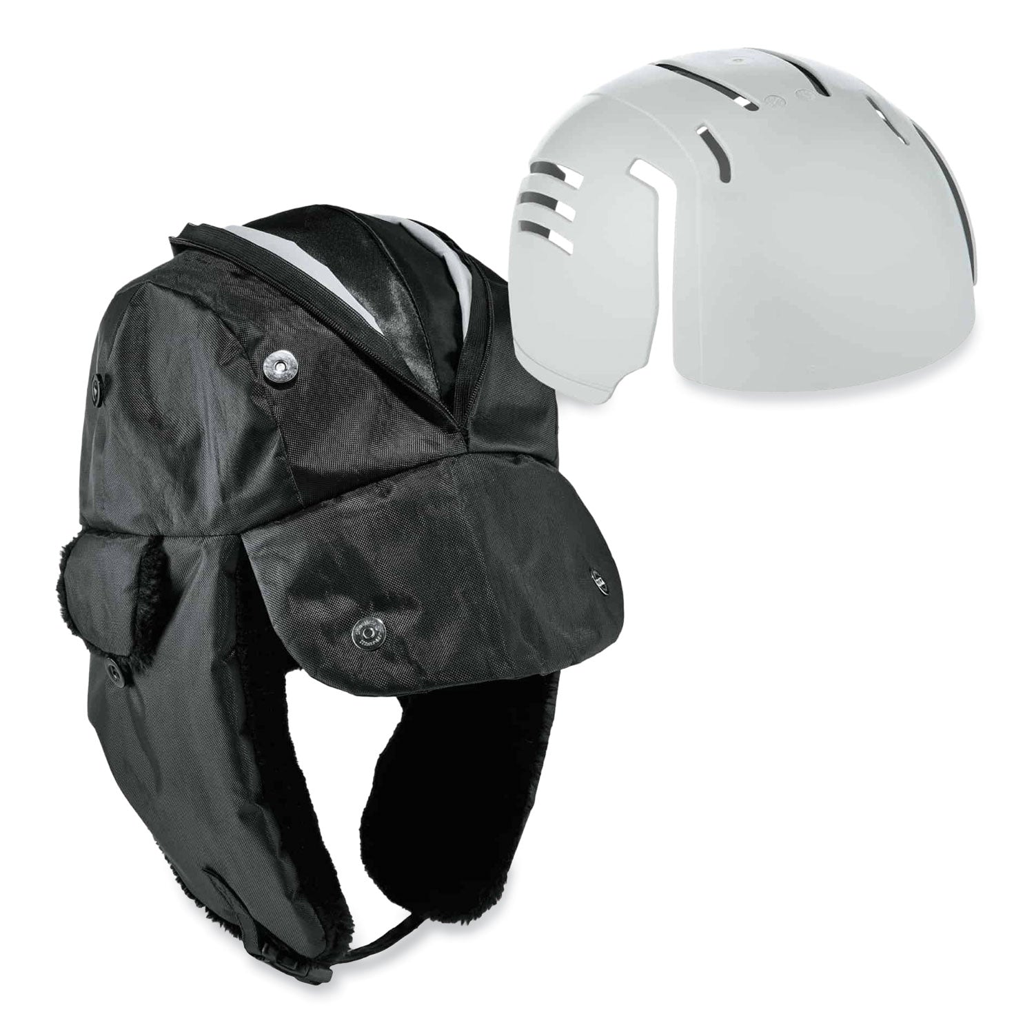 Ergodyne N-Ferno 6802ZI Zipper Trapper Hat with Universal Bump Cap, Small/Medium, Black, Nylon/Oxford Nylon, 1 Each