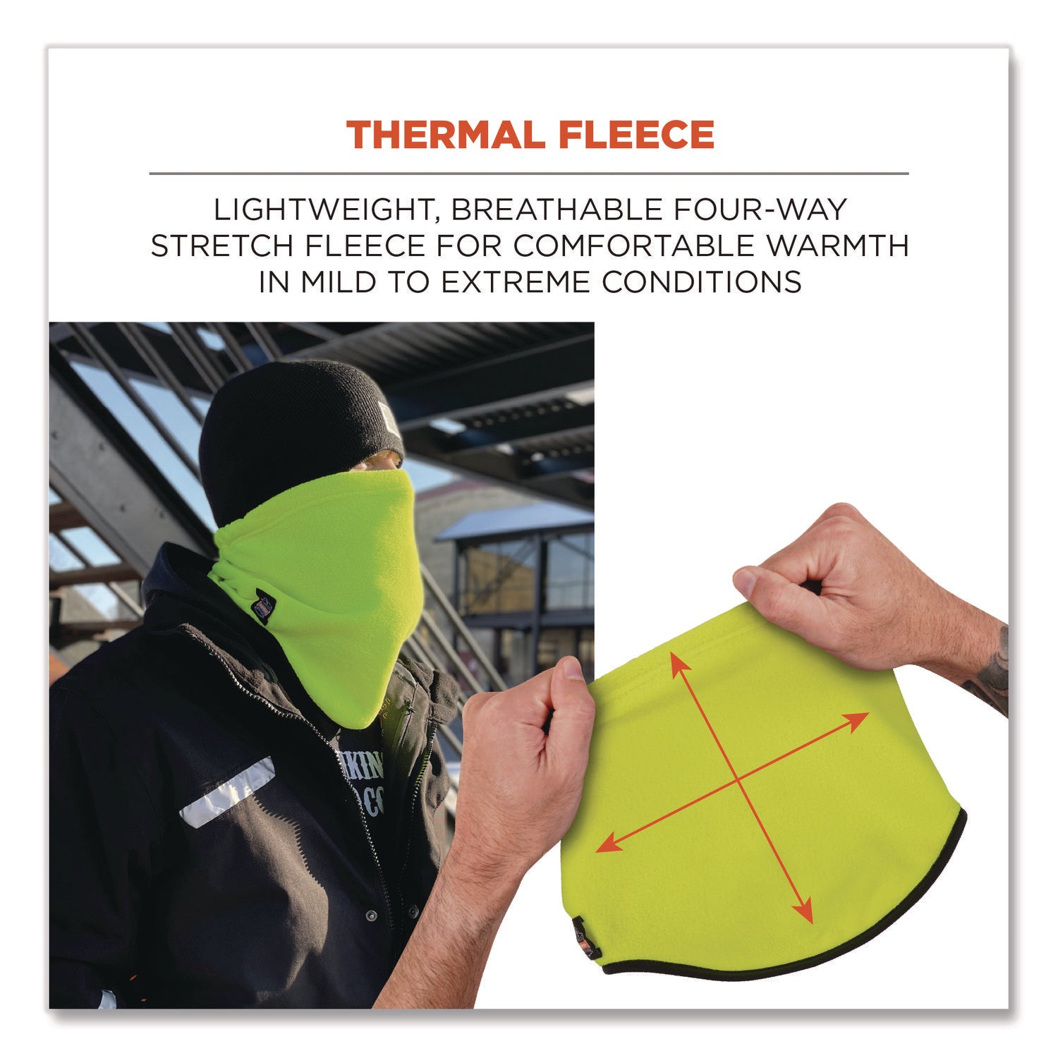 Ergodyne 6960 Fleece Neck Gaiter, Lime, Lightweight, Breathable, Stretchable, High Visibility, 1 Each