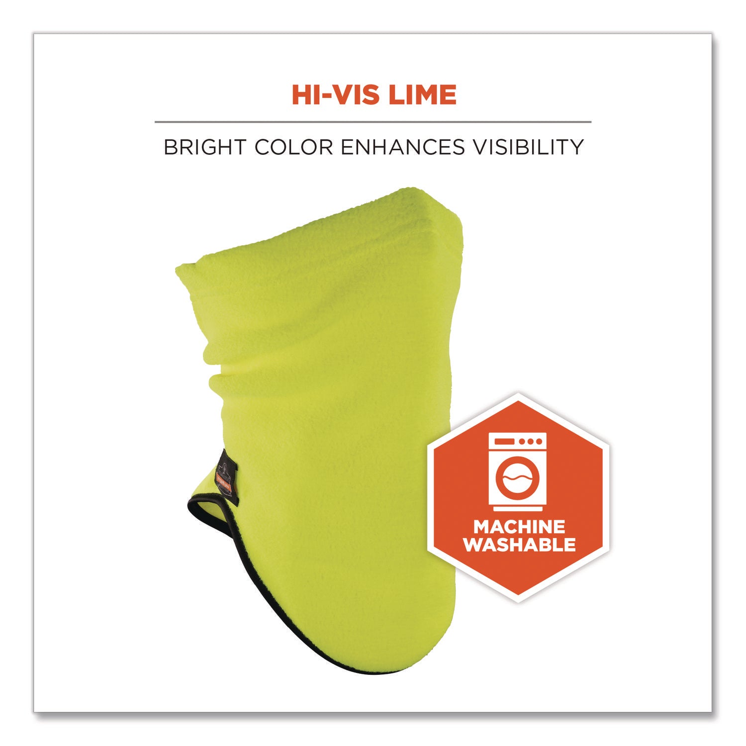 Ergodyne 6960 Fleece Neck Gaiter, Lime, Lightweight, Breathable, Stretchable, High Visibility, 1 Each